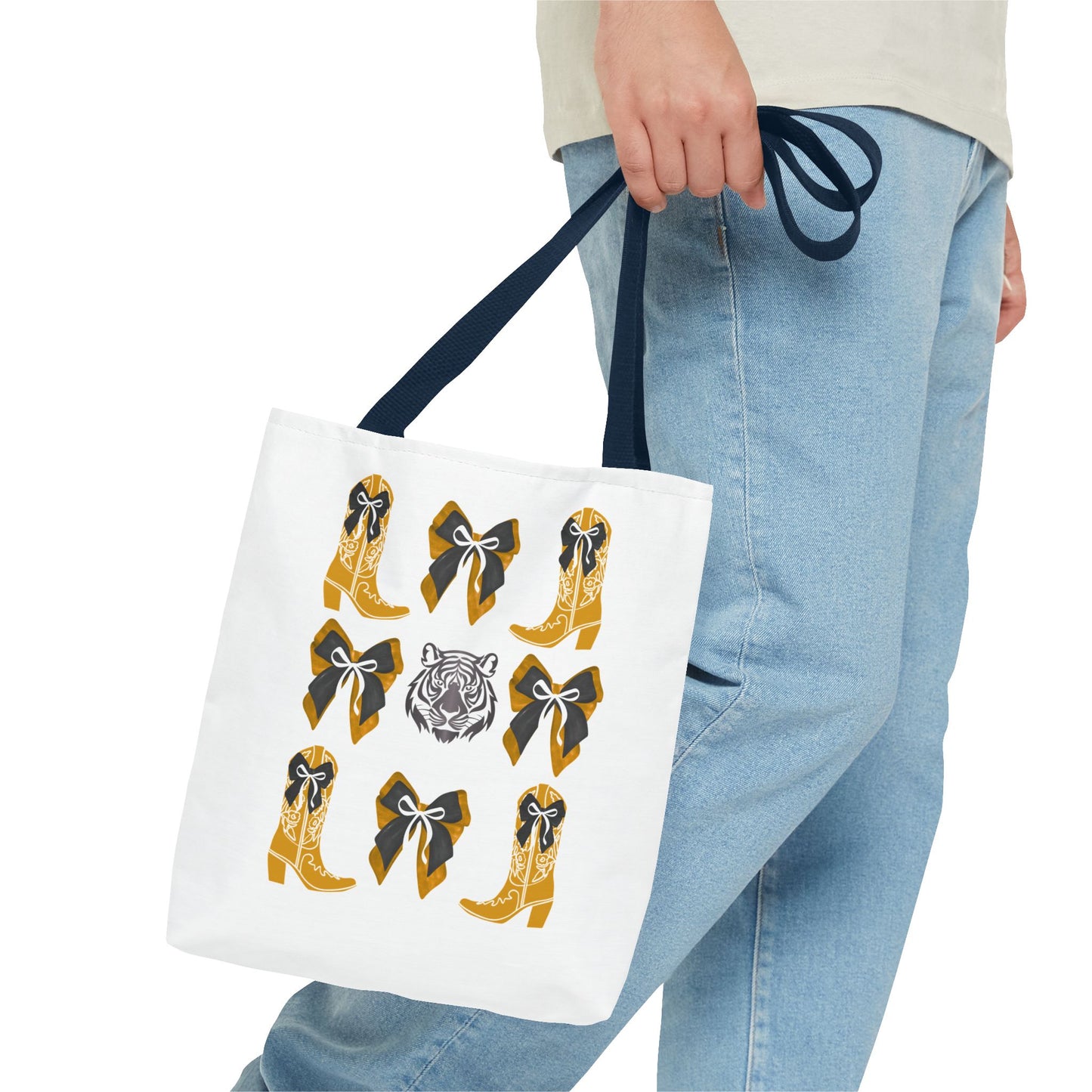Mizzou tigers tote bag, missouri game day, Stylish Tote Bag with Boots and Tiger Design, missouri fan gift, missouri tigers alumni, graduation gift, mo tigers
