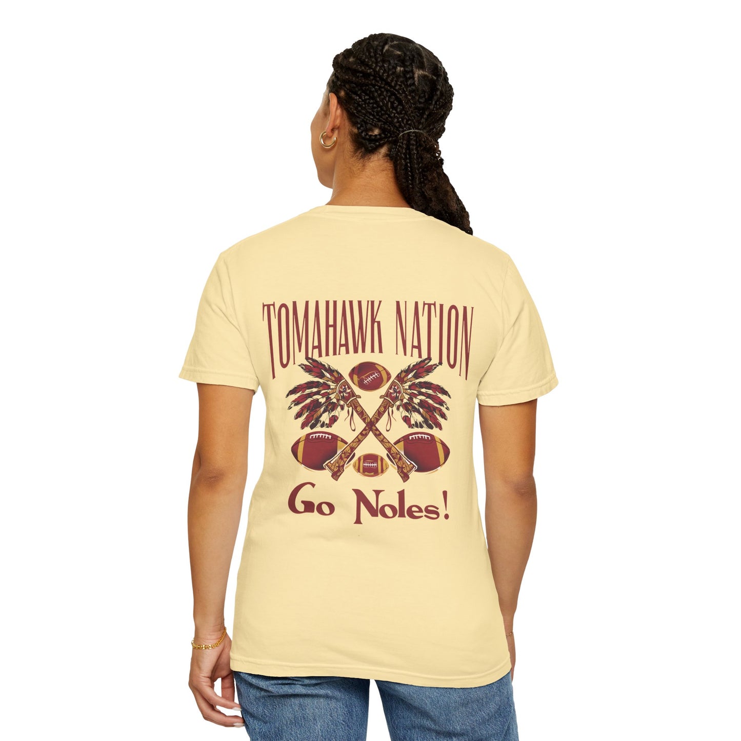 Tomahawk Nation T-Shirt, Unisex College Football Tees, Garment-Dyed Fan Apparel, Go Noles Spirit Wear, Game Day Outfit