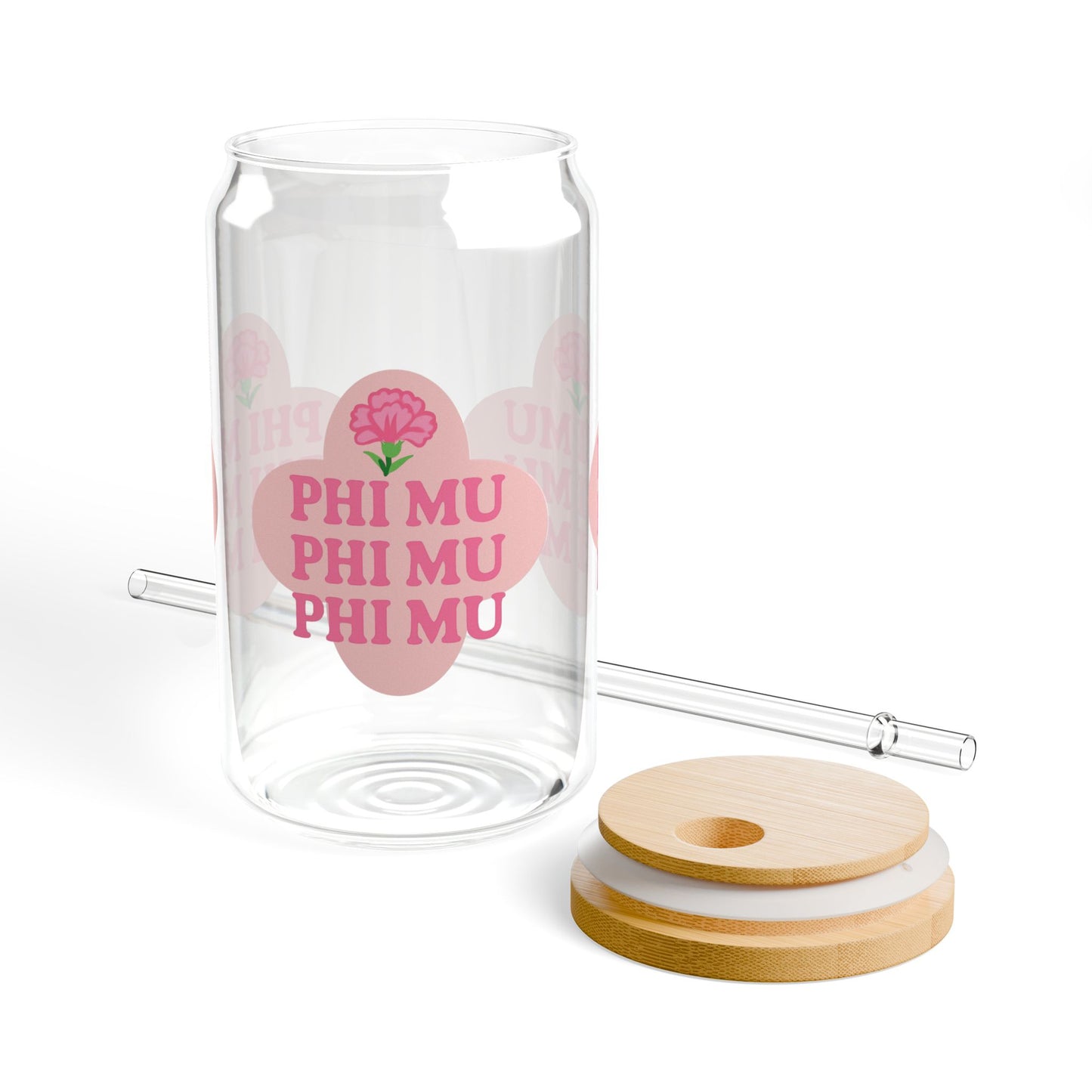 Phi Mu 16oz Sipper Glass | Eco-Friendly Drinkware | Perfect for Sorority Events, Graduations, Gifts, Everyday Use