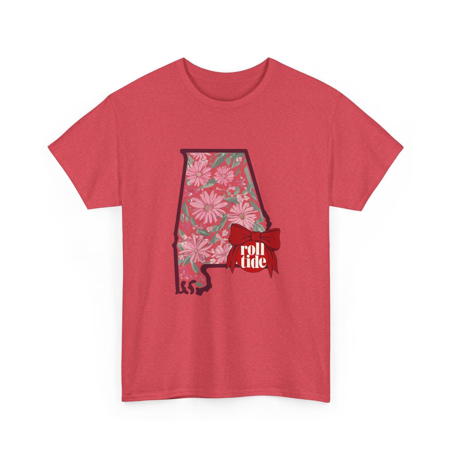 Floral Alabama Tee - Roll Tide Unisex Heavy Cotton T-Shirt, Casual Wear, Game Day Outfit, College Apparel, Southern Pride