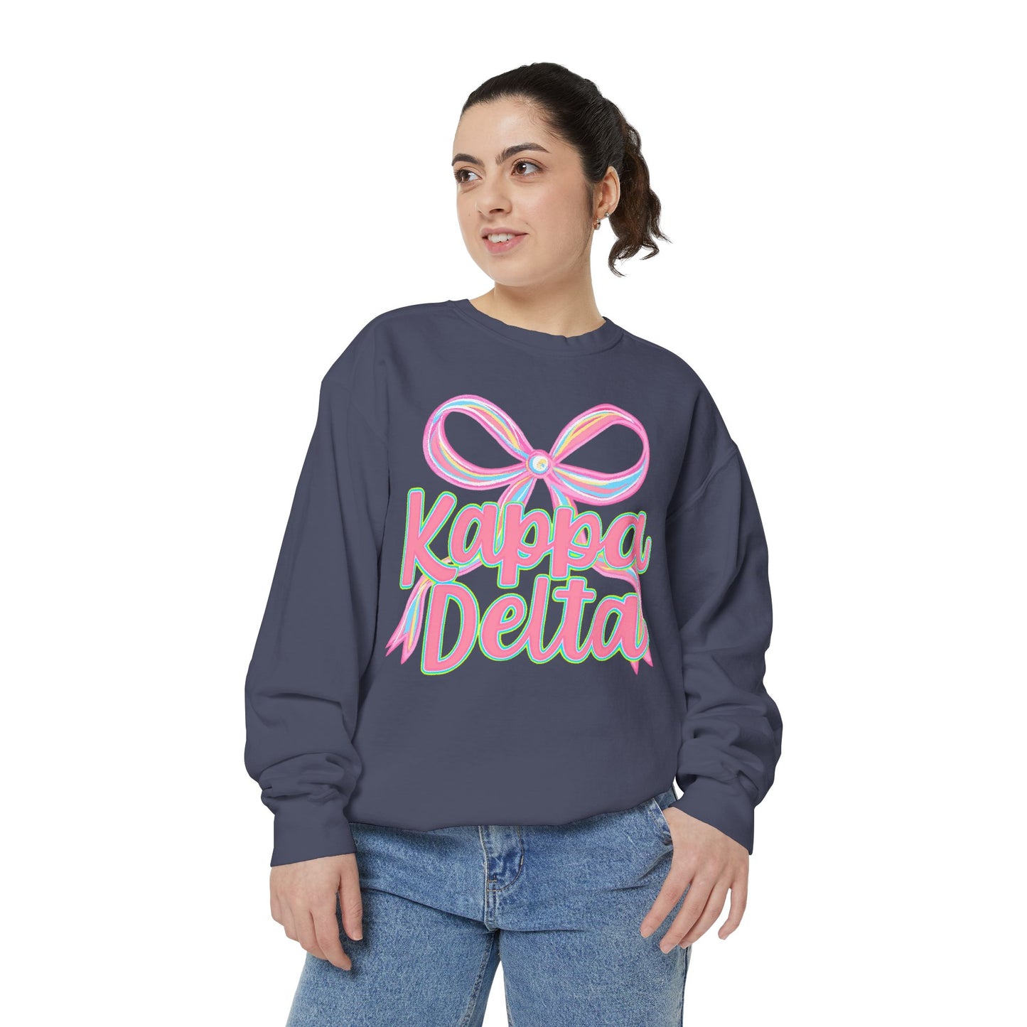 KD Comfort Colors Garment-Dyed Sweatshirt, Sorority Apparel, Cozy Gift, College Sweatshirt, Valentine's Day Gift, Customizable Sweater