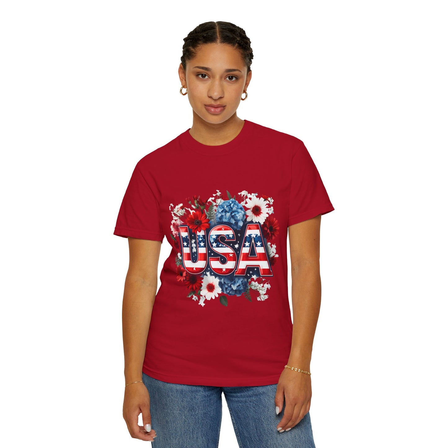 Patriotic Floral USA T-Shirt