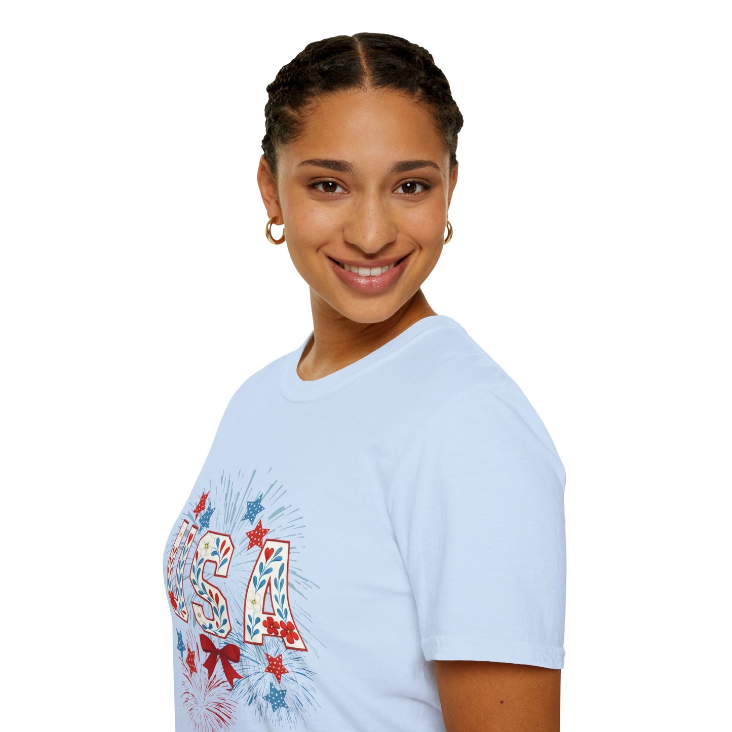 Patriotic USA Fireworks T-Shirt, 4th of July Tee, Unisex Graphic Shirt, Independence Day Apparel, Stars and Stripes Clothing