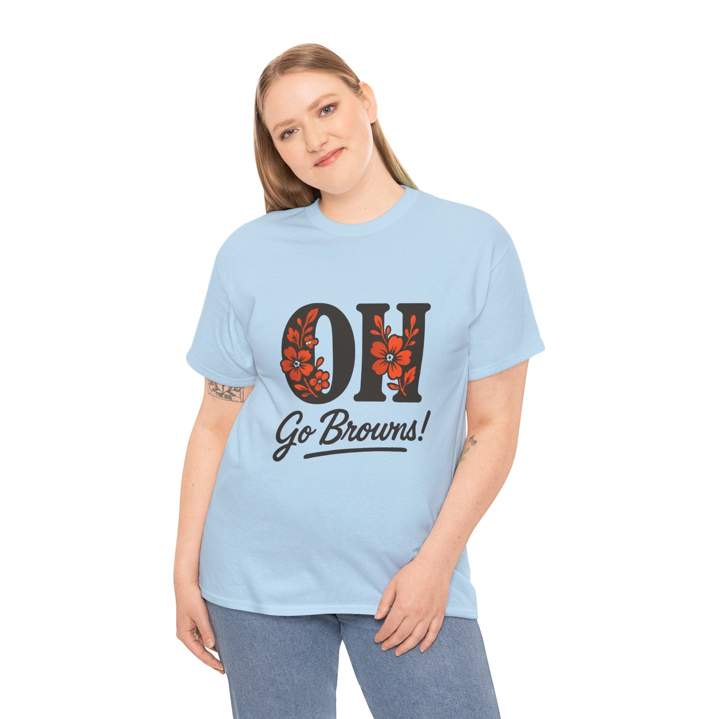 OH Go Browns Floral Unisex Tee, Fan Apparel, Game Day Shirt, Casual Wear, Gift for Sports Lovers