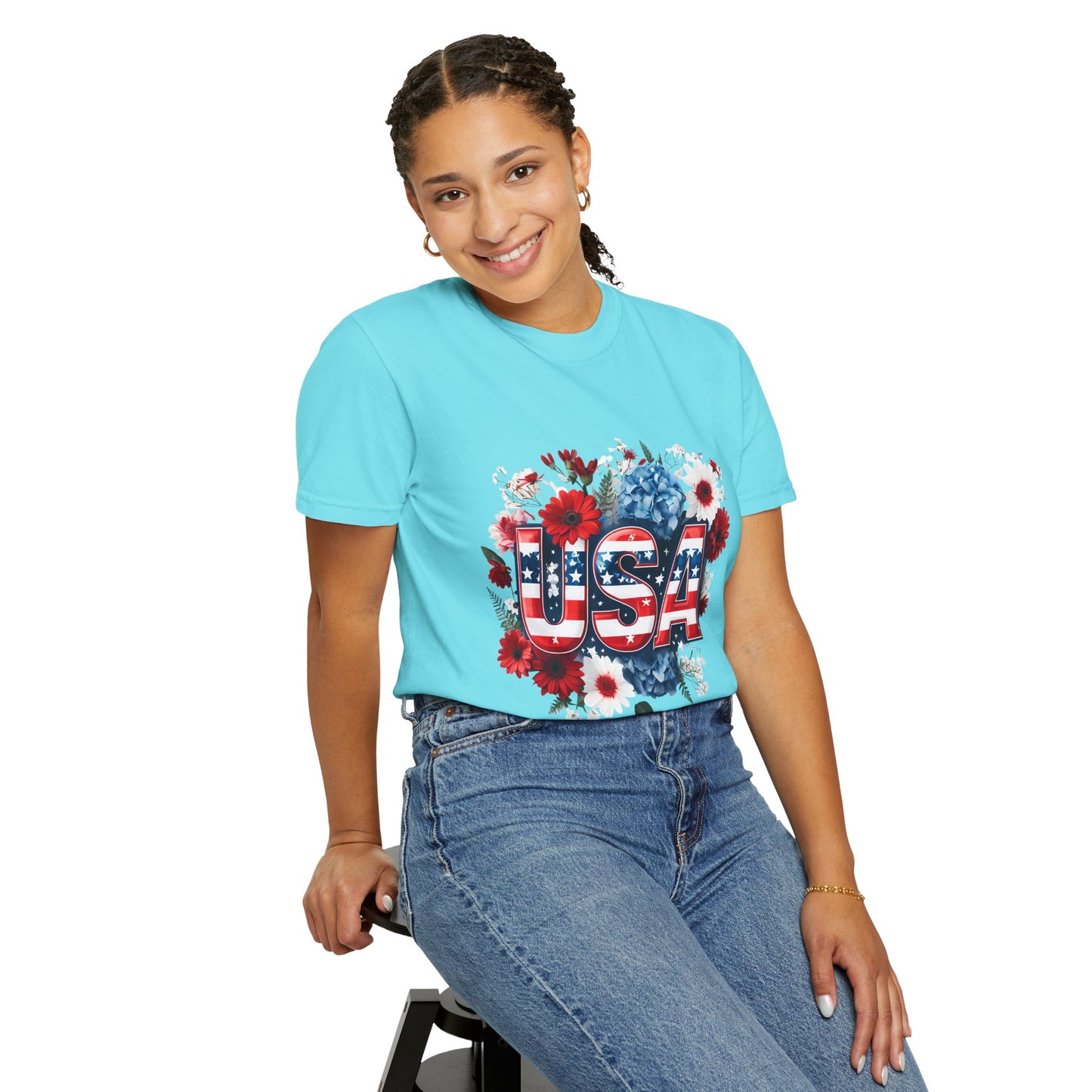 Patriotic Floral USA T-Shirt