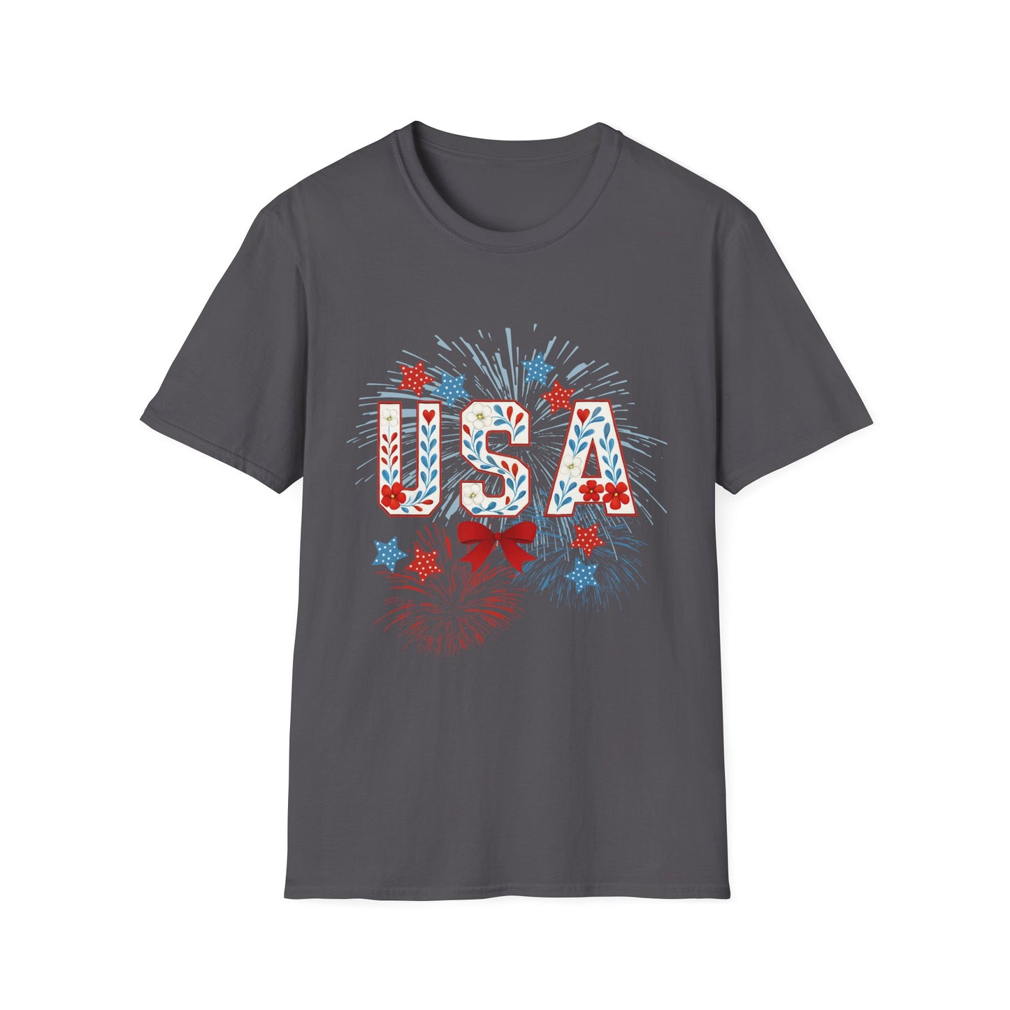 Patriotic USA Fireworks T-Shirt, 4th of July Tee, Unisex Graphic Shirt, Independence Day Apparel, Stars and Stripes Clothing