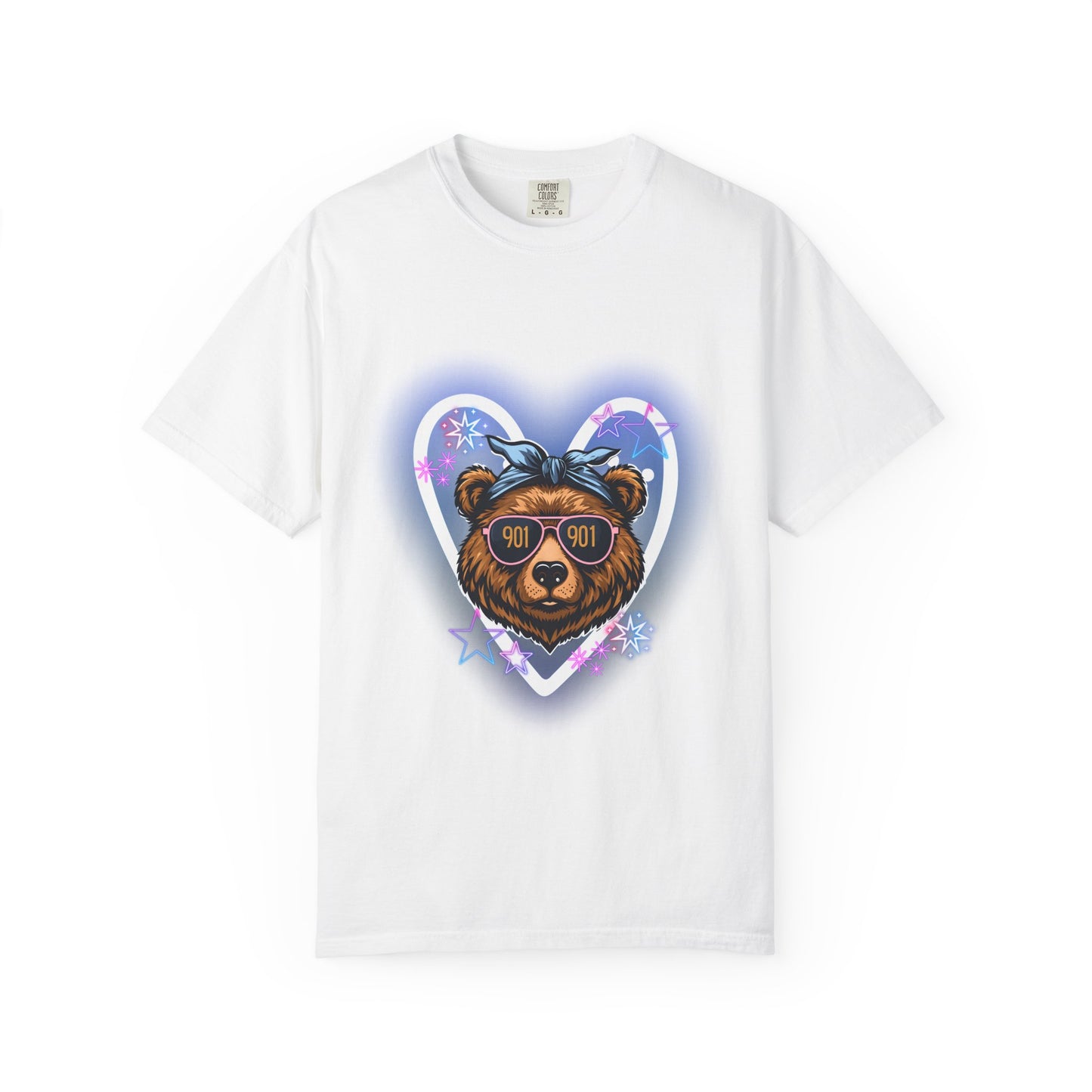 Neon Memphis Bear Graphic T-Shirt, Unisex Fashion Tee, Trendy Apparel, Memphis Grizz, 901 Memphis, Retro Design, Comfort Colors, Memphis Basketball Fan