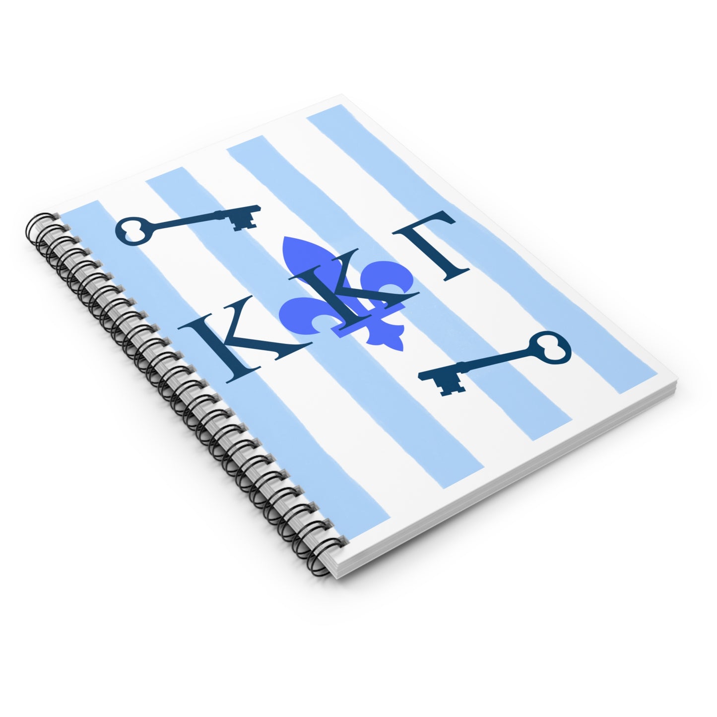 KKG Blue Key Fleur-de-lis Spiral Notebook - Perfect for Students, Journaling, Gift for Sorority Sisters, Academic Notes, KKG Merchandise