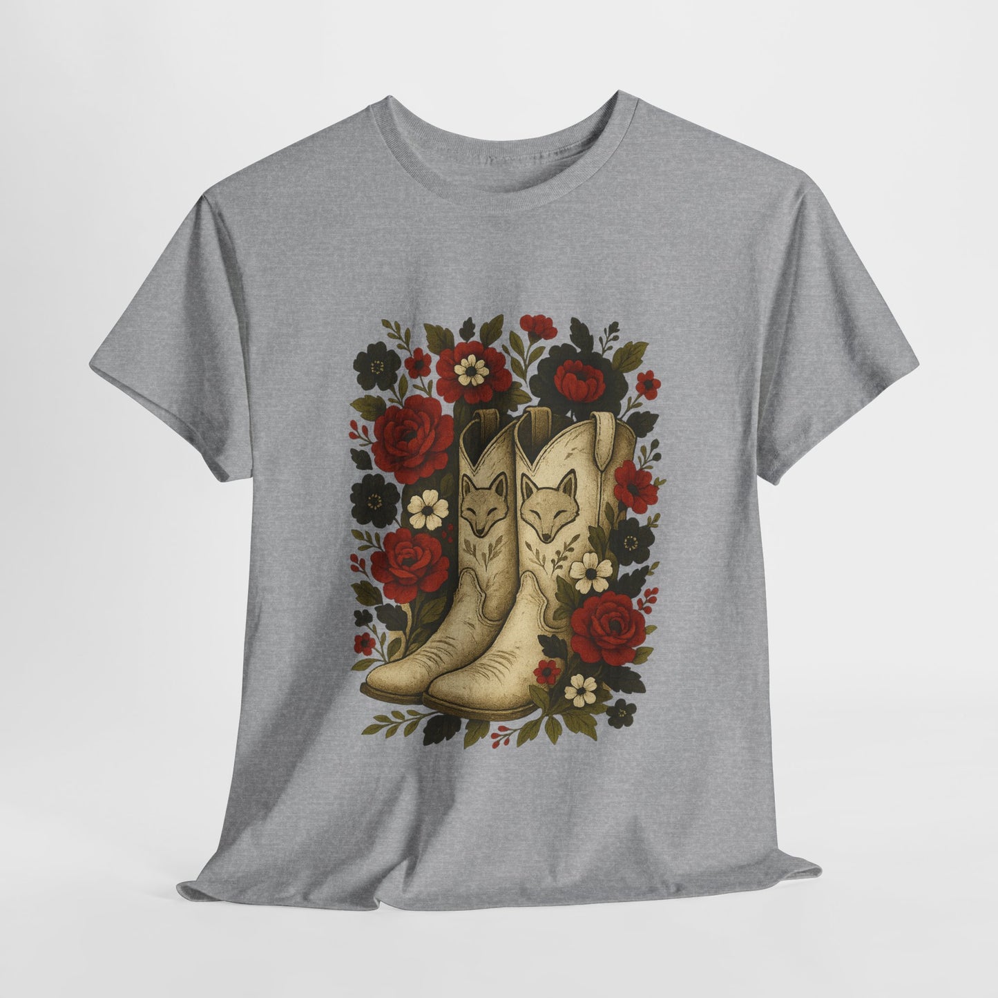 AR State Red Wolves Vintage Floral Cowboy Boots Tee