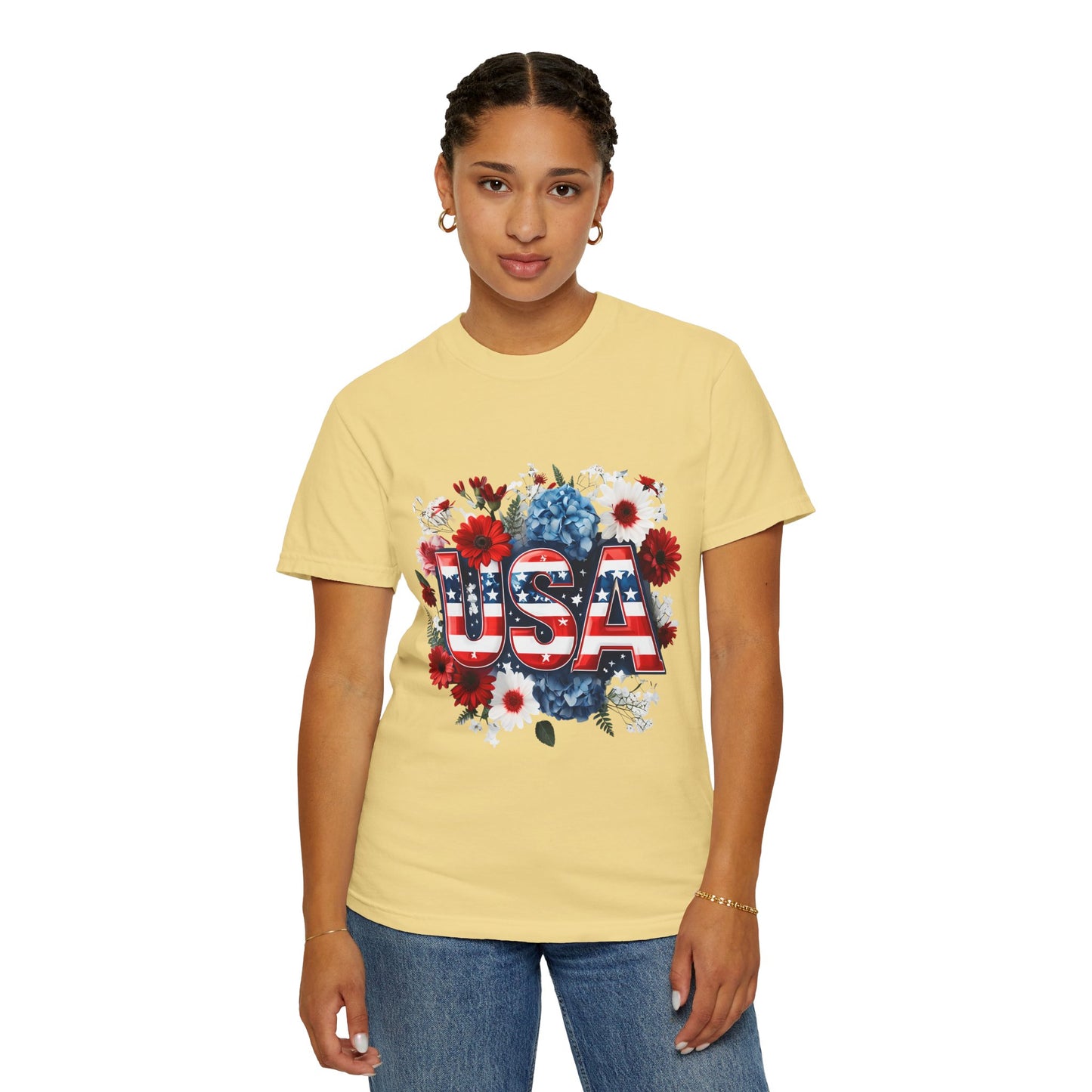 Patriotic Floral USA T-Shirt