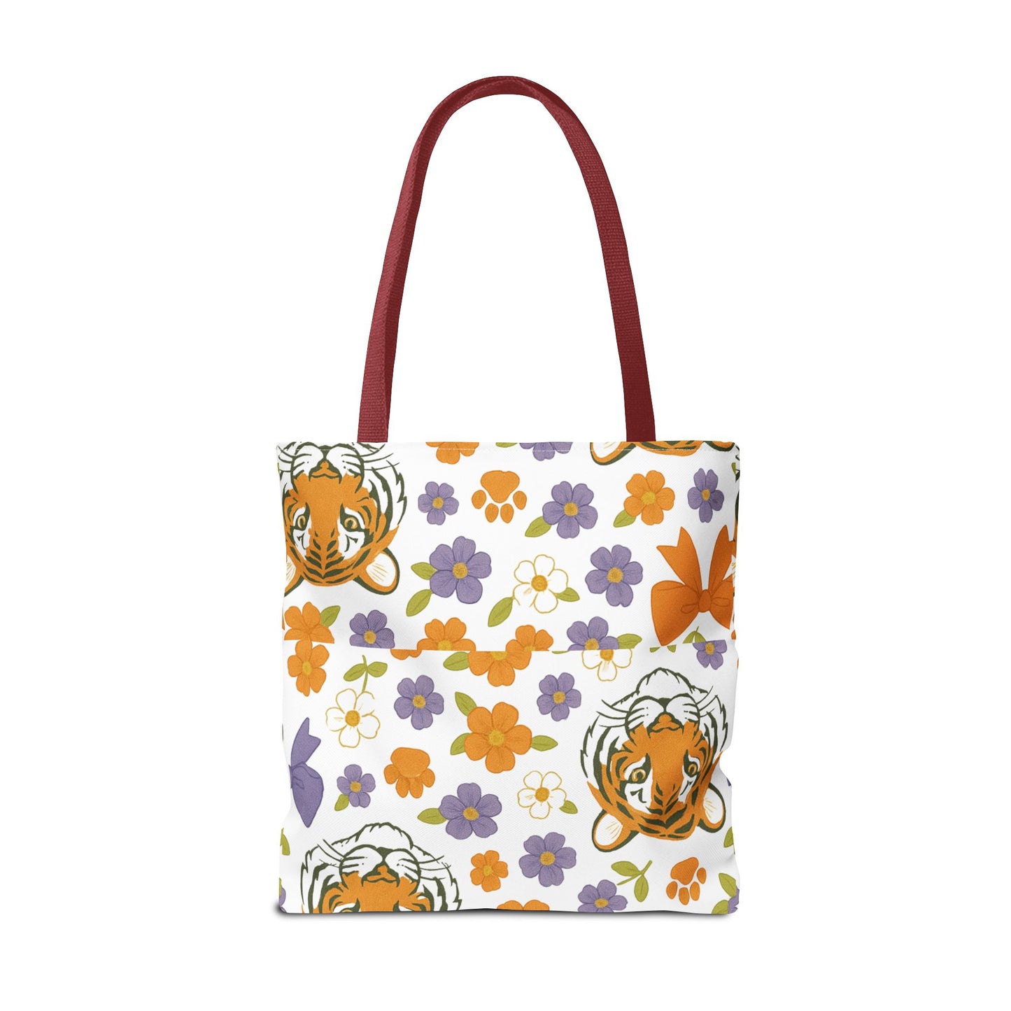 Whimsical Tiger Floral Tote Bag - Clemson Fan Gift, Graduation Gift, Alumni Gift, Cute Eco-Friendly Shopping Bag, Beach Bag, Gift for Animal Lovers, Spring & Summer Accessory