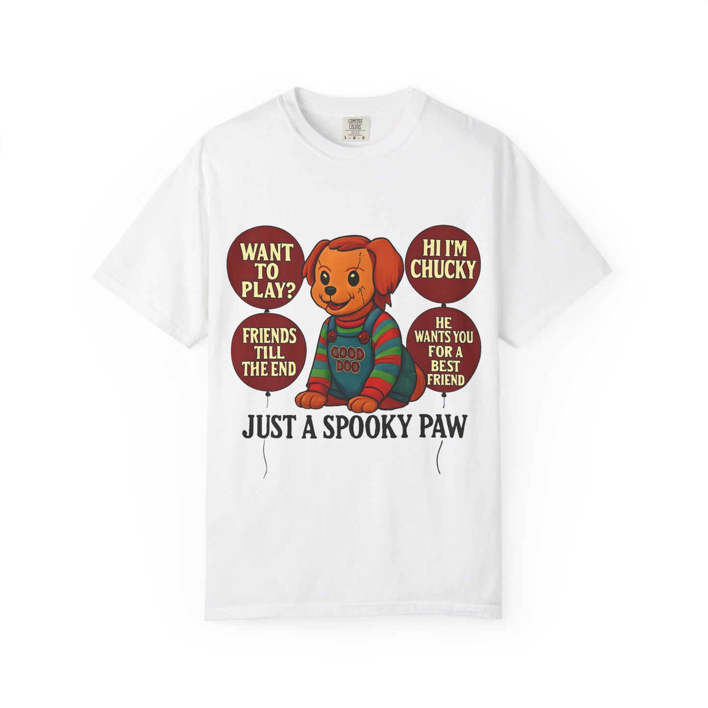 Spooky Graphic T-shirt, Halloween Costume Top, Unisex Tee, Funny Chucky Shirt, Gift for Horror Fans, Cute Spooky Apparel