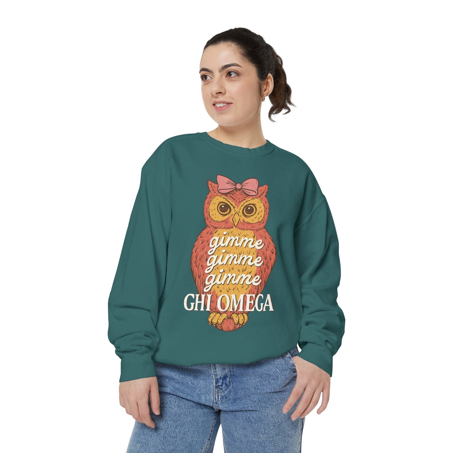 Gimme Gimme Owl Sweatshirt, Unisex Sweatshirt, Sorority Apparel, Cute Owl Design, Cozy Gift, College Sweatshirt