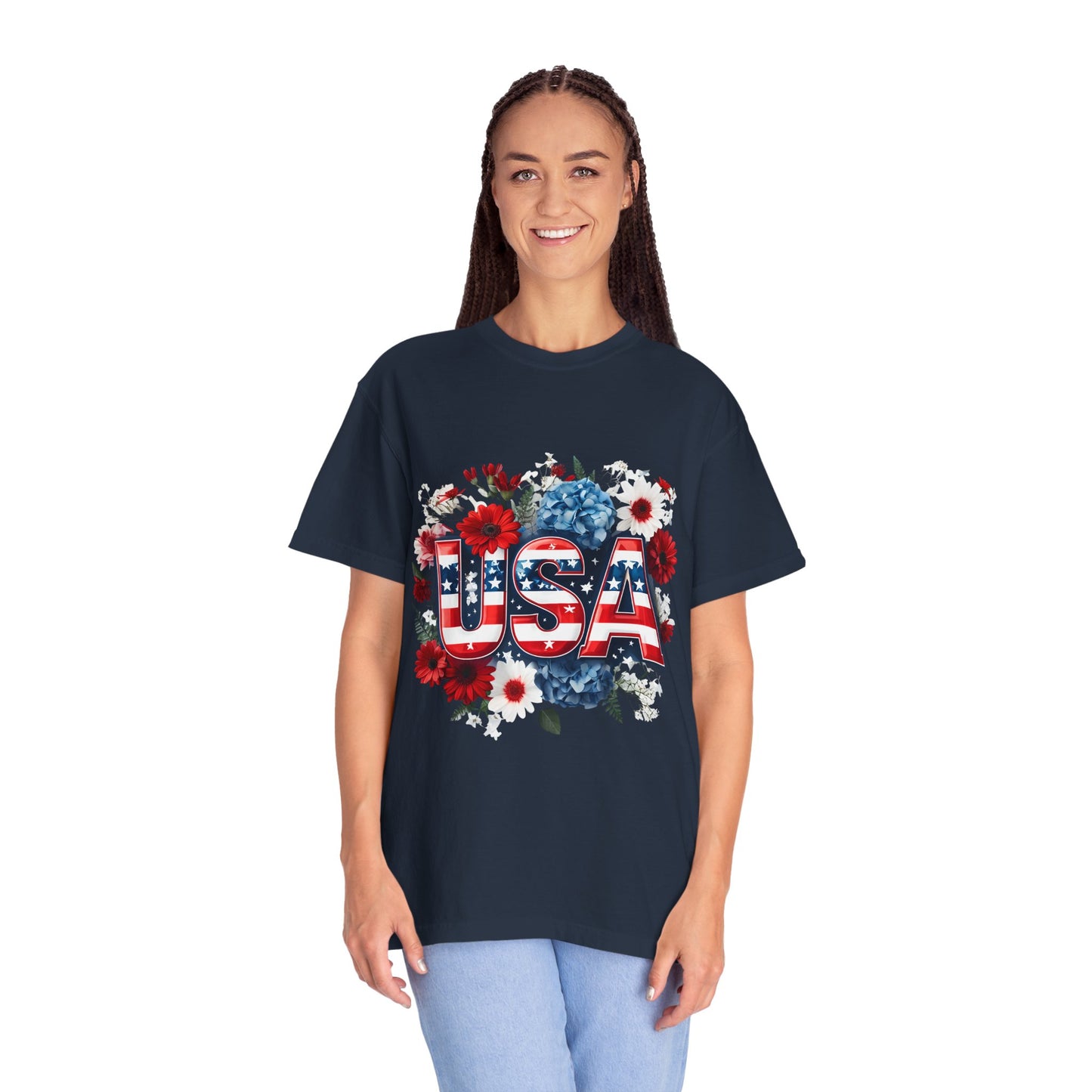 Patriotic Floral USA T-Shirt