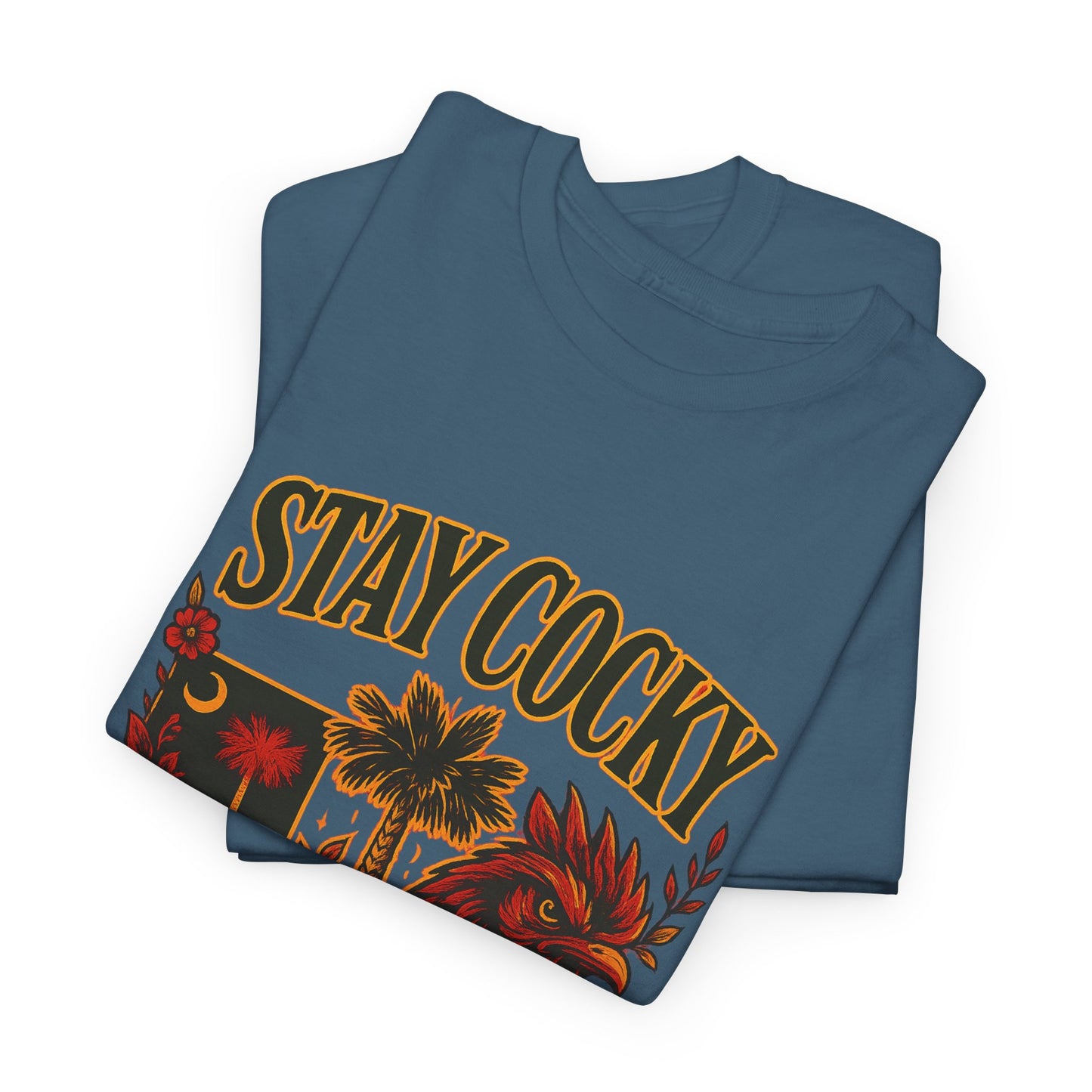Stay Cocky Unisex Heavy Cotton Tee, Casual Graphic Tee, South Carolina Pride Shirt, Fun Vacation Wear, Perfect Gift for Gamecocks Fans