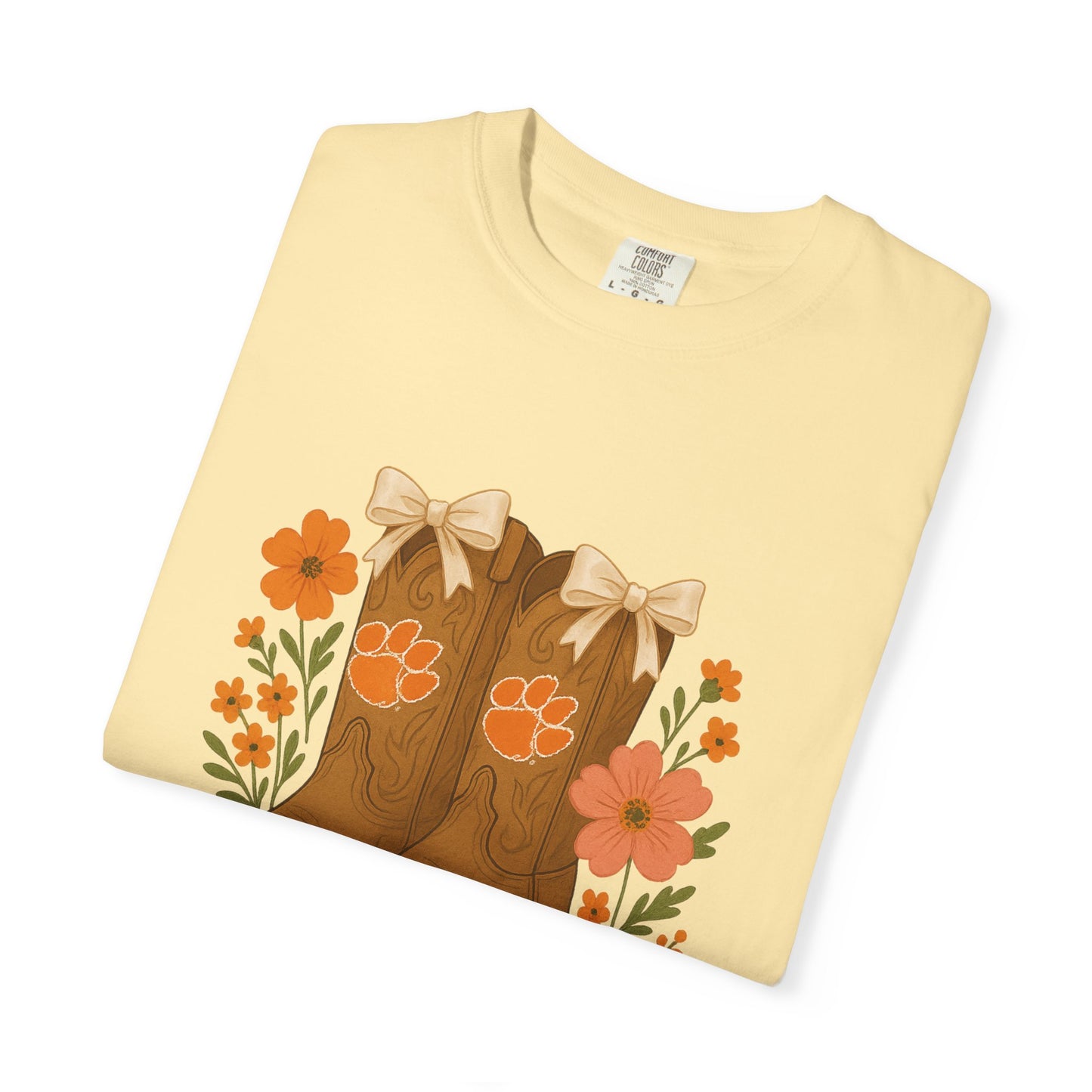 Cowgirl Boots Floral T-Shirt, Go Tigers Game Day, Comfort Colors