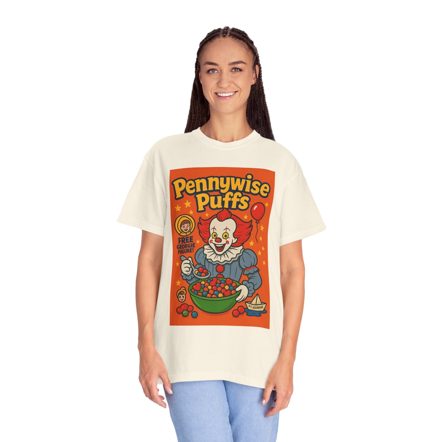 Pennywise Puffs T-Shirt | Unisex Graphic Tee for Horror Fans, Perfect for Halloween, Movie Nights, Gifts, Cosplay