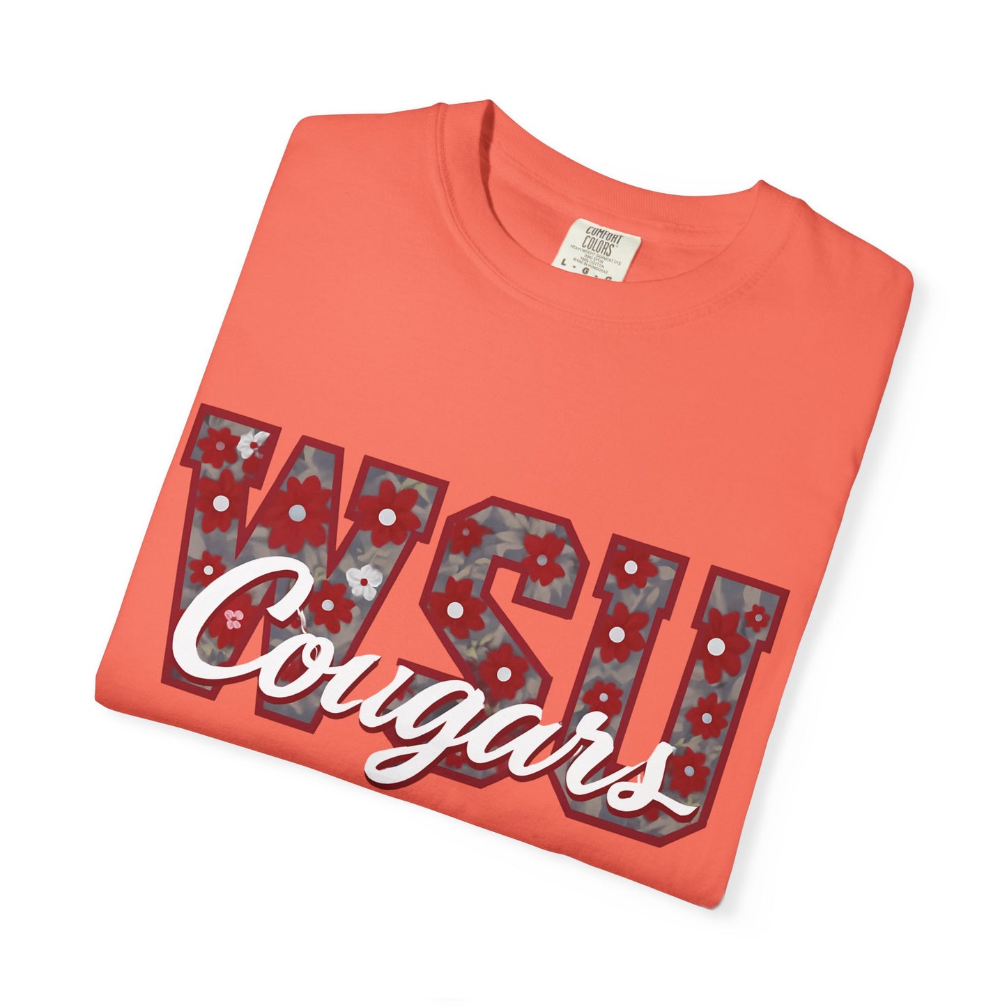 Garment-Dyed T-Shirt with WSU Cougars Design, Casual Wear, College Apparel, Sports Fan Gear, Comfortable Lifestyle Top, WSU Cougars