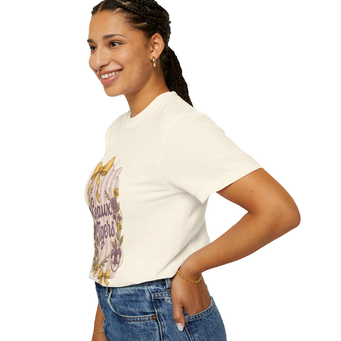 Geaux Tigers Floral T-Shirt, Unisex Casual Tee, Game Day Apparel, Spring Outfit, LSU Fan Gear