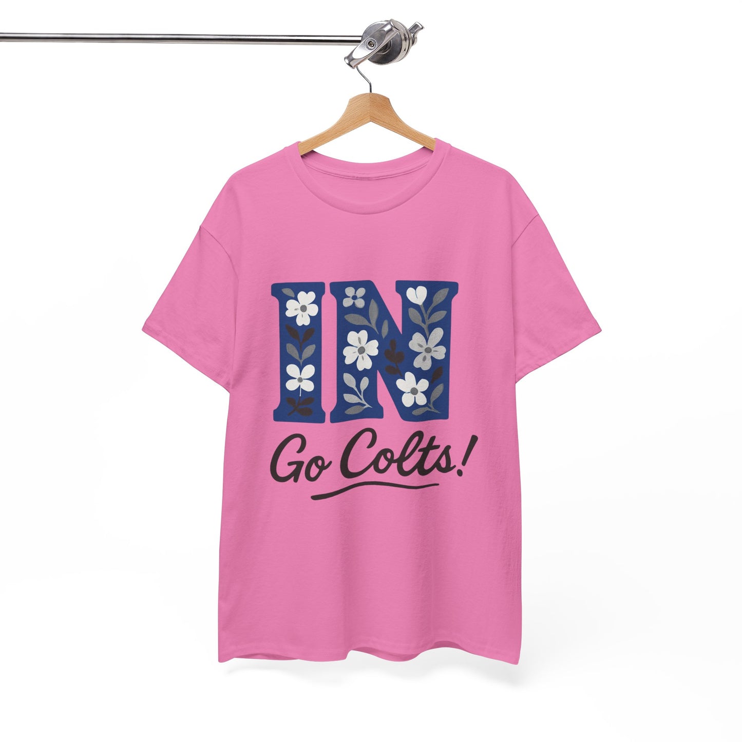 Floral Colts Tee | Unisex Heavy Cotton Tee for Sports Fans, Indiana Pride