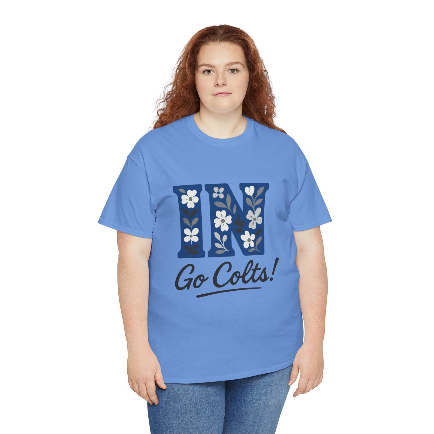Floral Colts Tee | Unisex Heavy Cotton Tee for Sports Fans, Indiana Pride