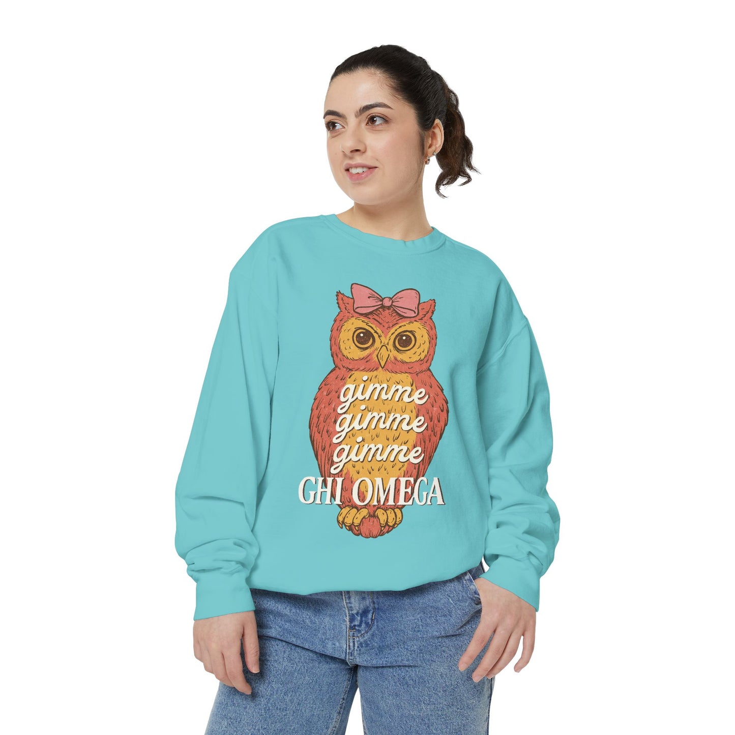 Gimme Gimme Owl Sweatshirt, Unisex Sweatshirt, Sorority Apparel, Cute Owl Design, Cozy Gift, College Sweatshirt