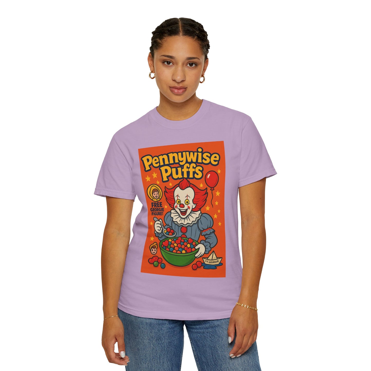 Pennywise Puffs T-Shirt | Unisex Graphic Tee for Horror Fans, Perfect for Halloween, Movie Nights, Gifts, Cosplay
