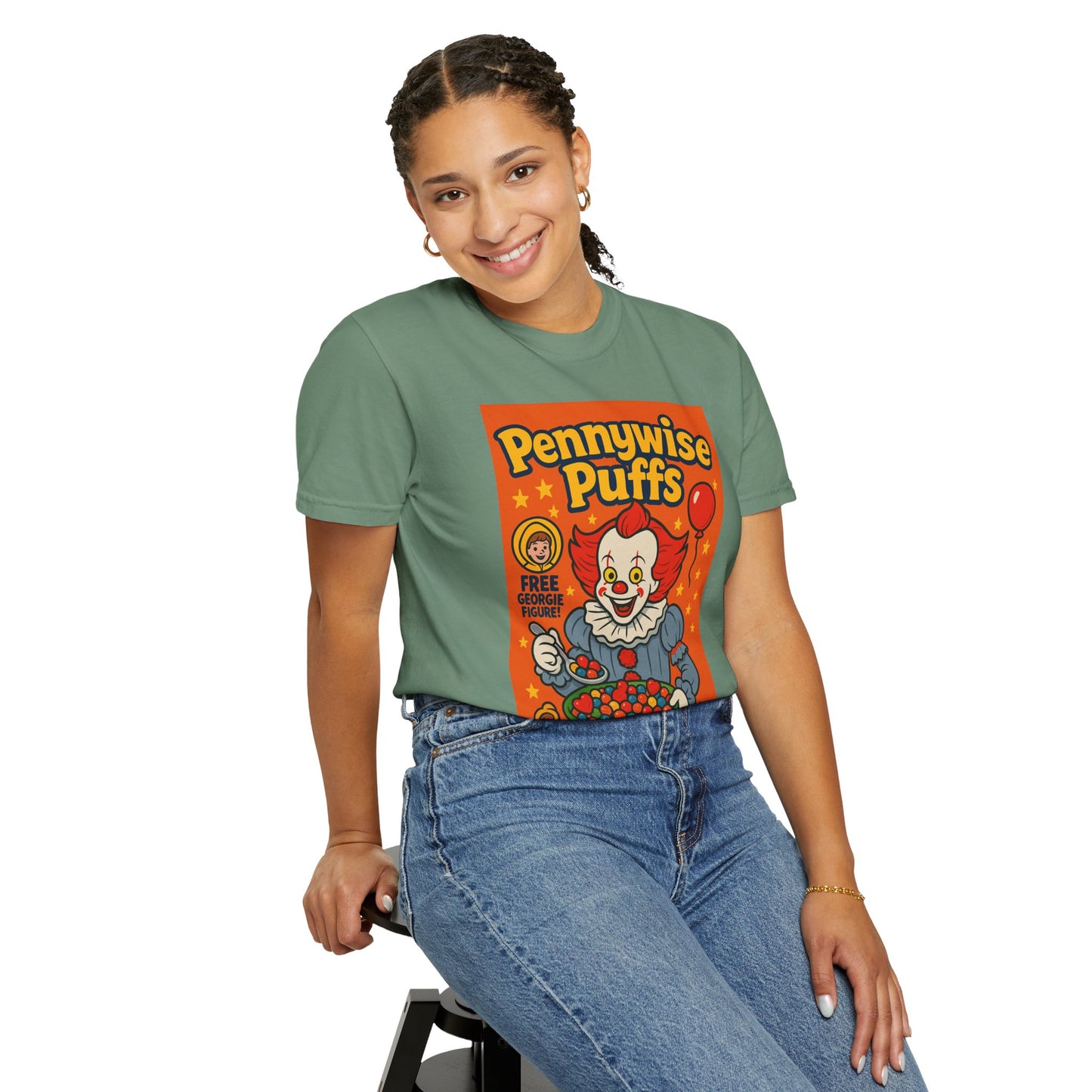 Pennywise Puffs T-Shirt | Unisex Graphic Tee for Horror Fans, Perfect for Halloween, Movie Nights, Gifts, Cosplay