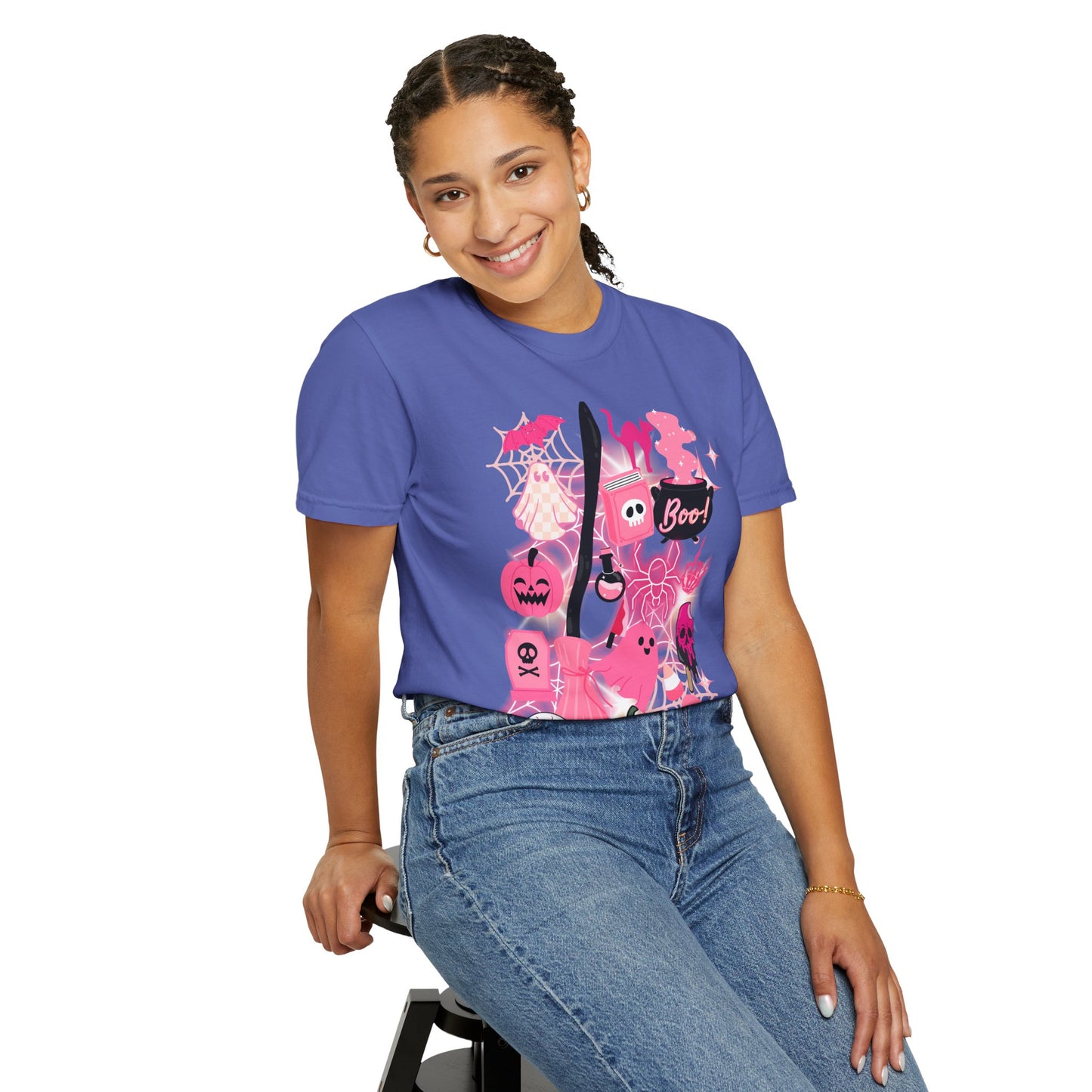 Pink Halloween-Themed Unisex T-shirt, Spooky Shirt, Ghostly Apparel, Boo T-shirt, Fall Fashion, Halloween Costume Top