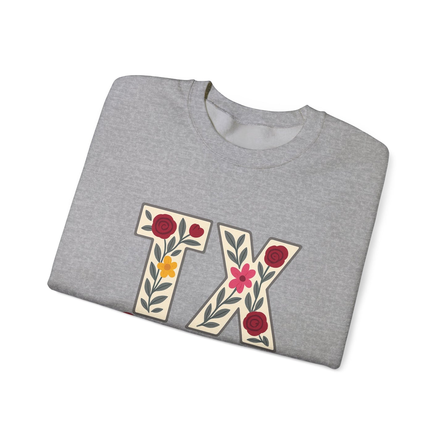 Texas Floral Crewneck Sweatshirt, Cozy Texas Sweatshirt, TX Gig'em Gift, Unisex Sweatshirt for Gamers, Floral Crew Neck for Casual Wear