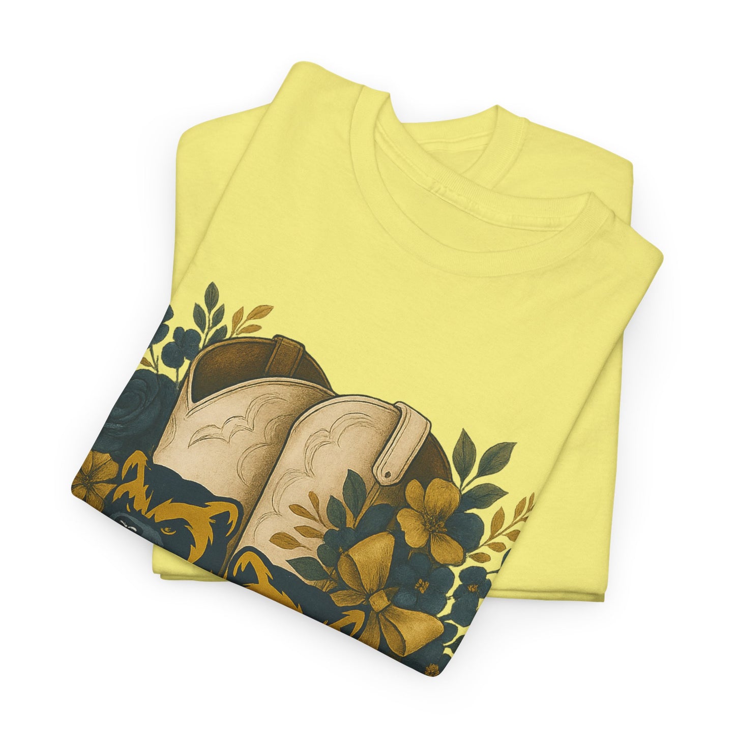 Graphic Tee - Michigan Wolverines Maize and Blue Country Chic Floral Cowboy Boots Vintage Style Shirt
