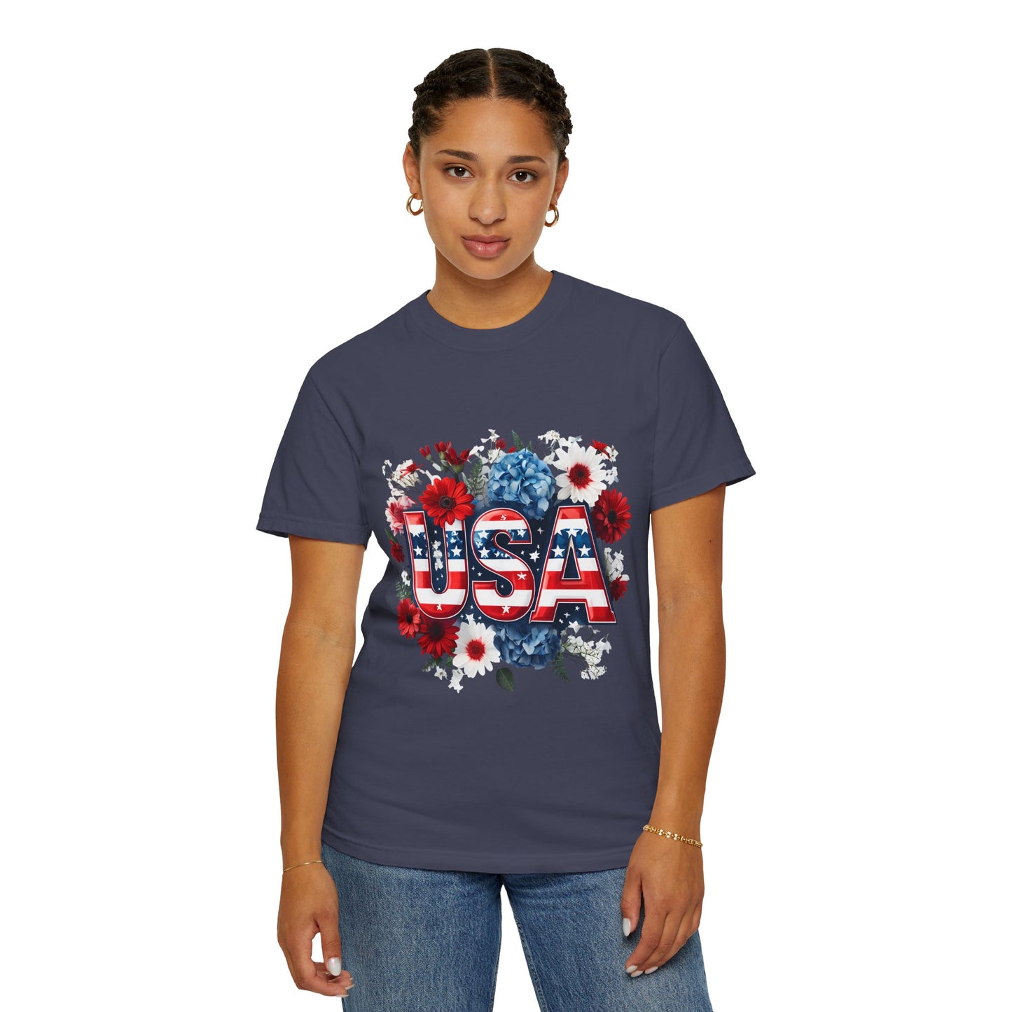 Patriotic Floral USA T-Shirt