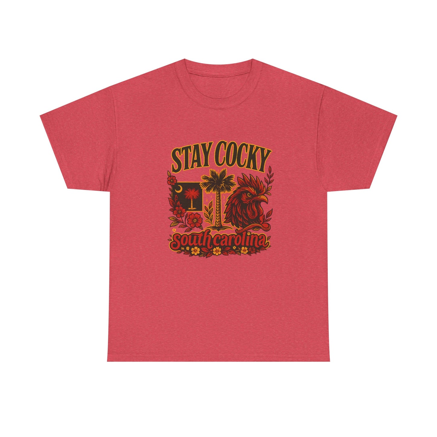 Stay Cocky Unisex Heavy Cotton Tee, Casual Graphic Tee, South Carolina Pride Shirt, Fun Vacation Wear, Perfect Gift for Gamecocks Fans