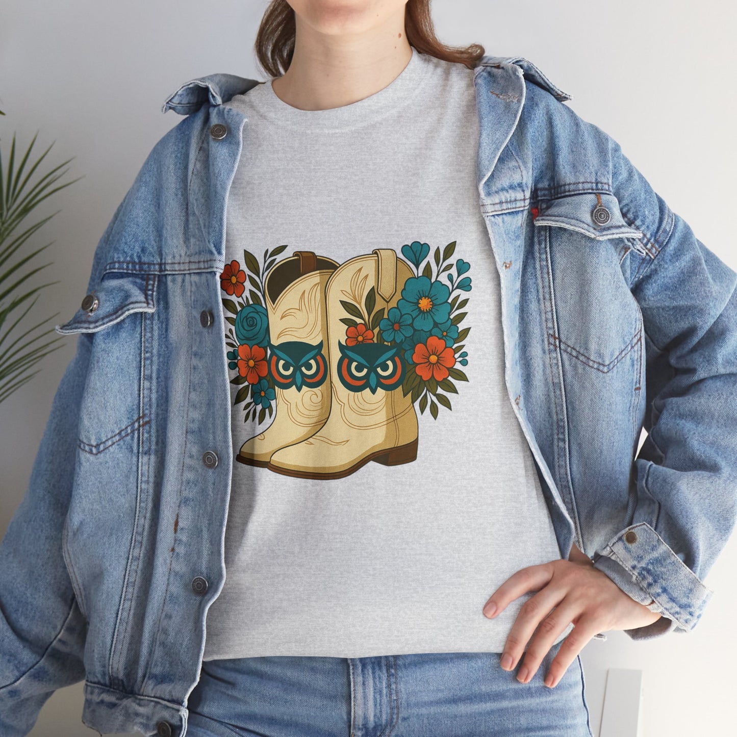 Floral Cowboy Boots Tee, Perfect for Country Music Lovers, Western Style Gift, Casual Outfit, Boho Fashion, Farmhouse Decor