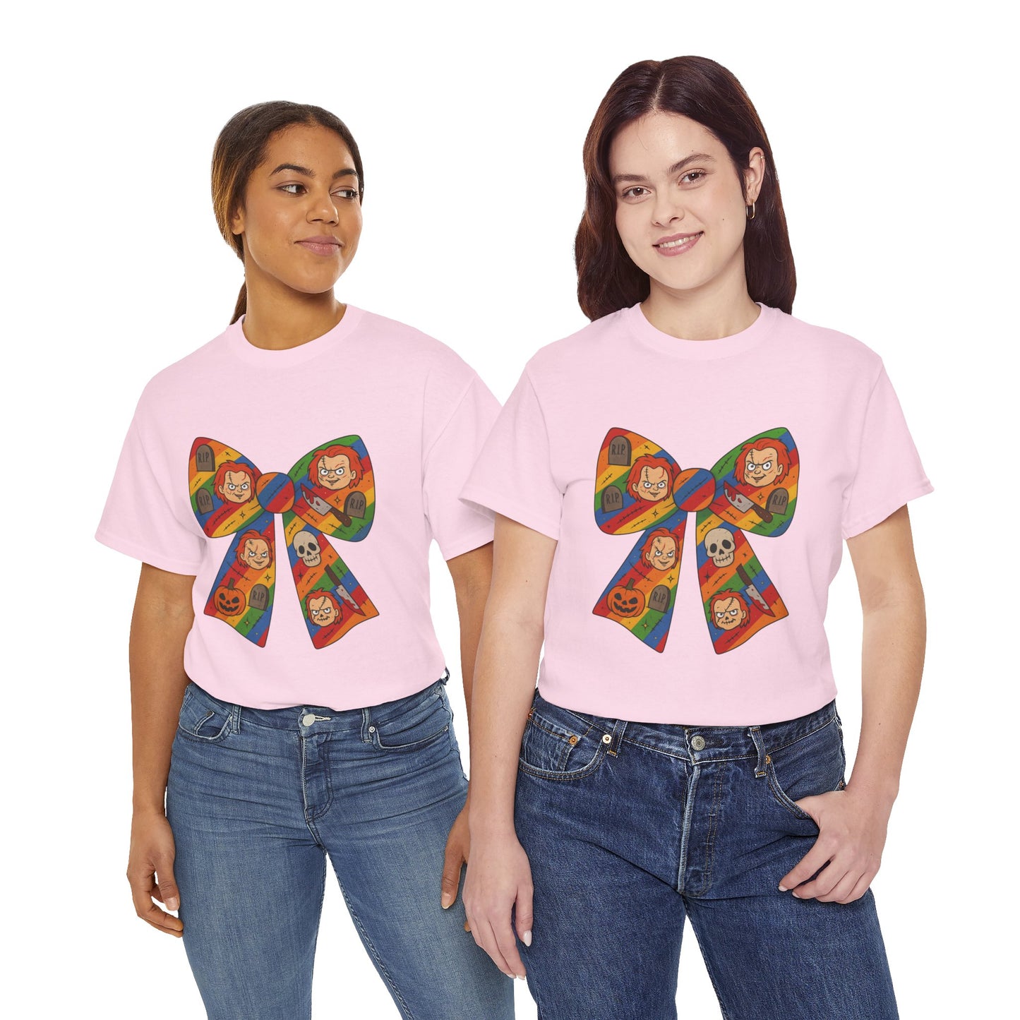 Colorful Halloween Bow Tee, Fun Costume T-Shirt, Halloween Party Shirt, Unisex Graphic Tee, Cozy Everyday Wear, Unique Gift Idea