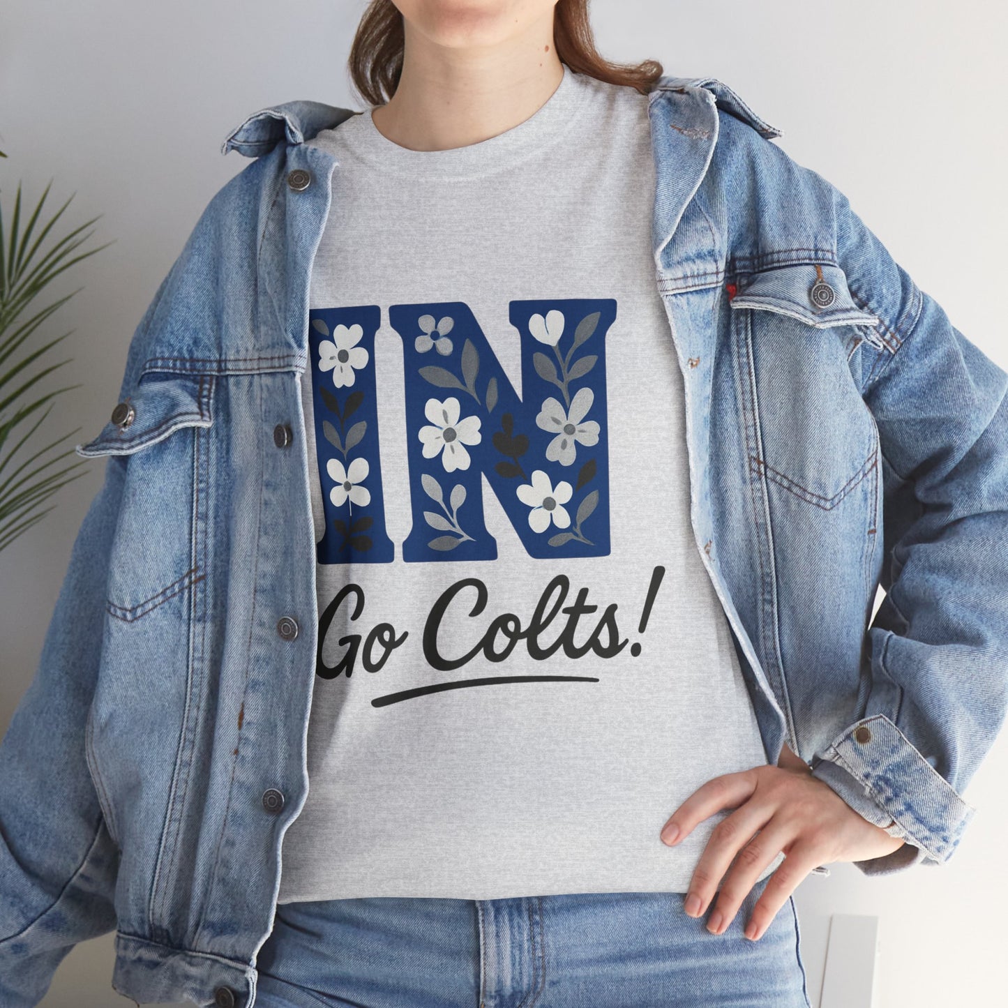 Floral Colts Tee | Unisex Heavy Cotton Tee for Sports Fans, Indiana Pride