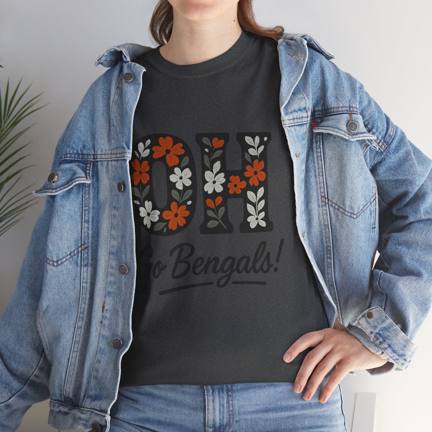 Bengals Floral Tee - Unisex Heavy Cotton