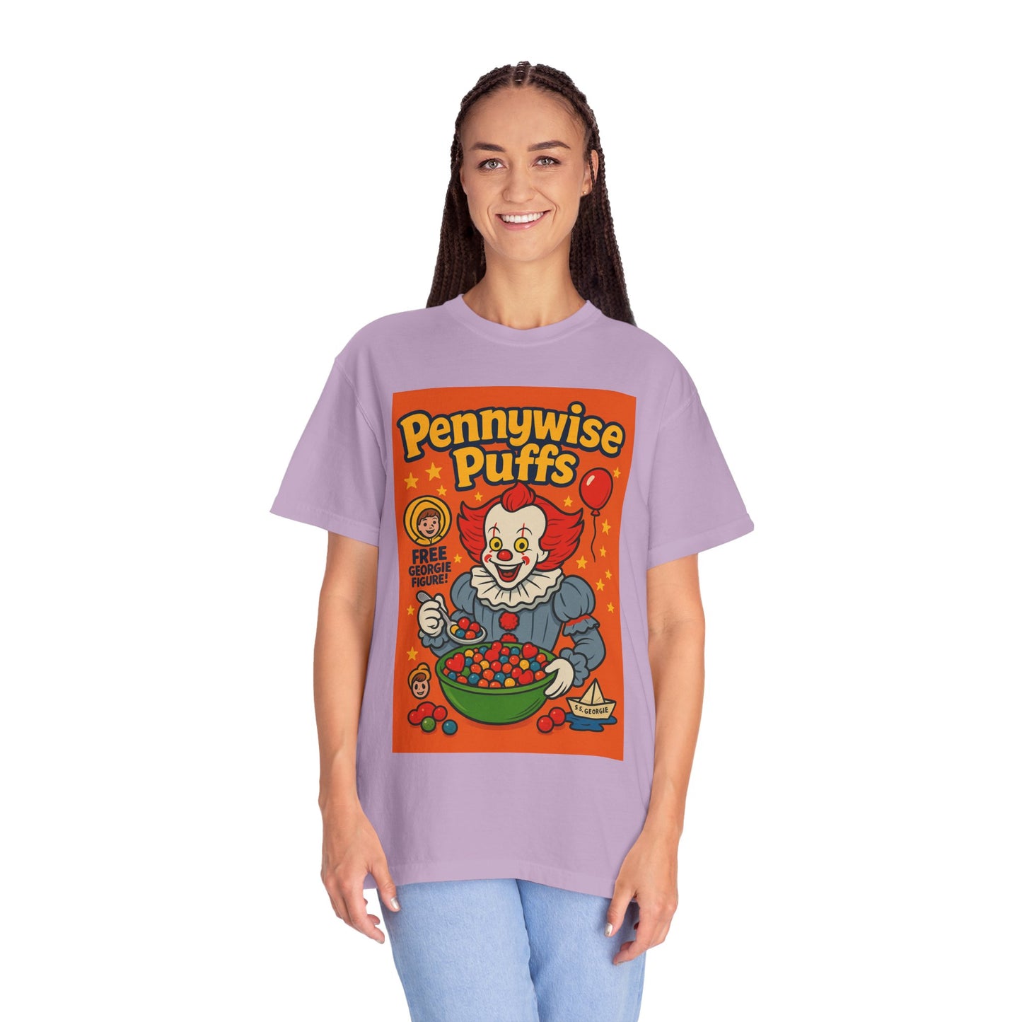 Pennywise Puffs T-Shirt | Unisex Graphic Tee for Horror Fans, Perfect for Halloween, Movie Nights, Gifts, Cosplay