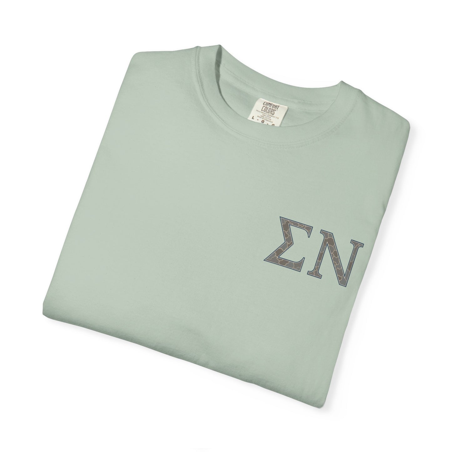 SigmaNu Camouflage T-Shirt | Unisex Garment-Dyed Tee for Greek Life | Ideal for Fraternity Events, Casual Wear, Gifts, Game Days