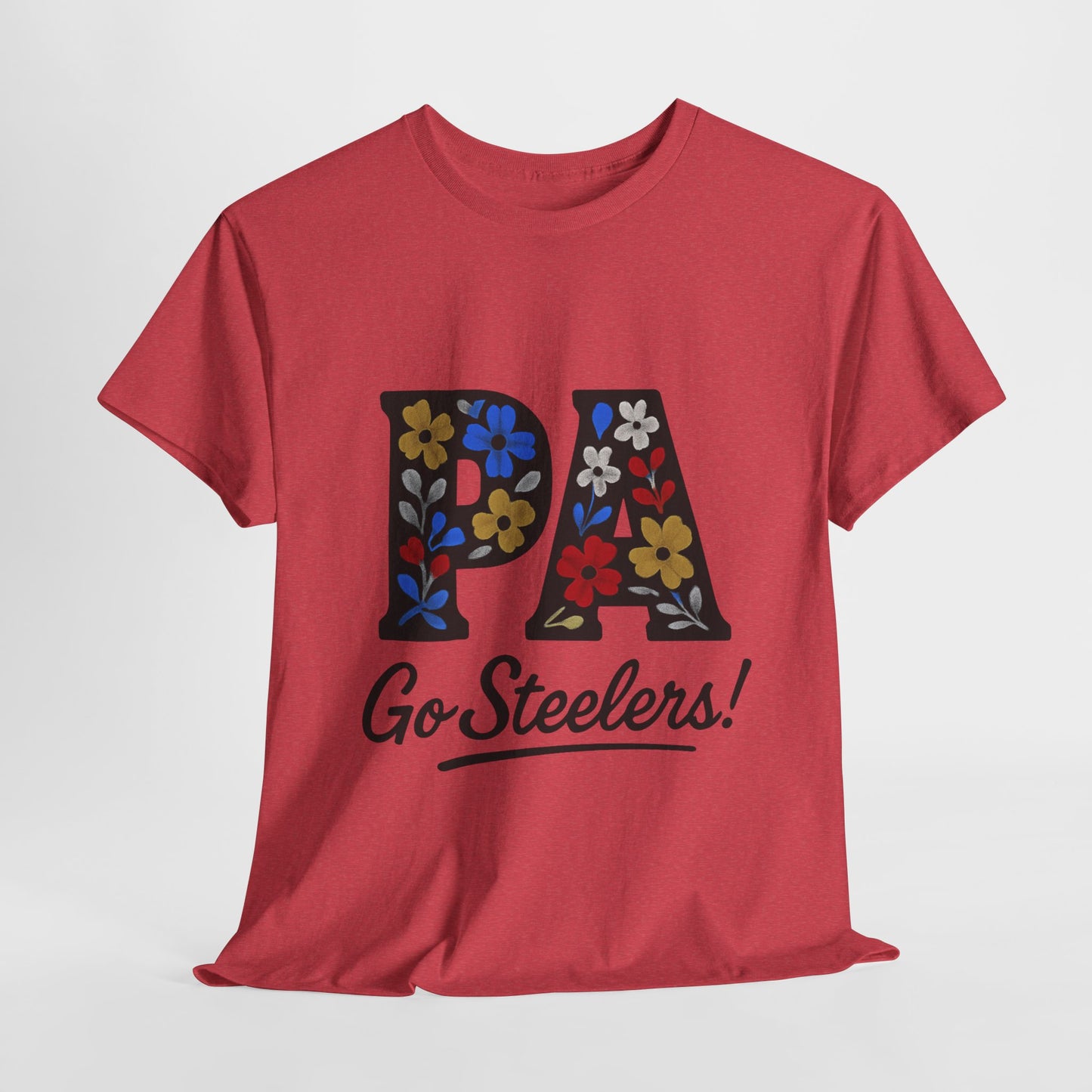 Sports Fan Tee - Floral PA Go Steelers Unisex Heavy Cotton Tee