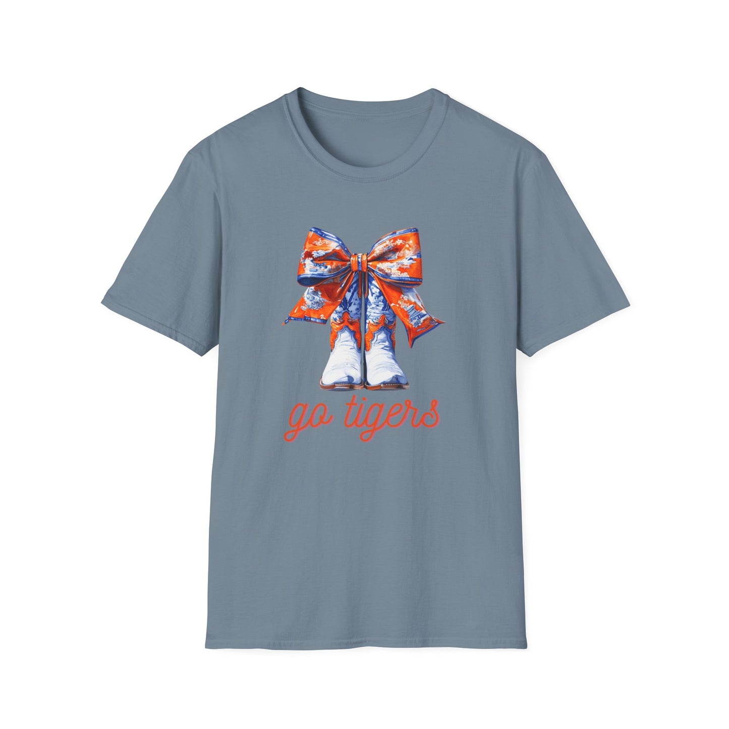 AU Coquette Boot Bow Cheerful Unisex T-Shirt with Bow Design - Perfect for Game Day, Sports Fans, Birthdays, and Casual Wear, Go Tigers!