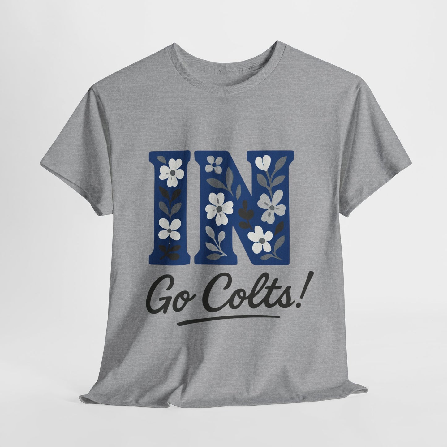 Floral Colts Tee | Unisex Heavy Cotton Tee for Sports Fans, Indiana Pride