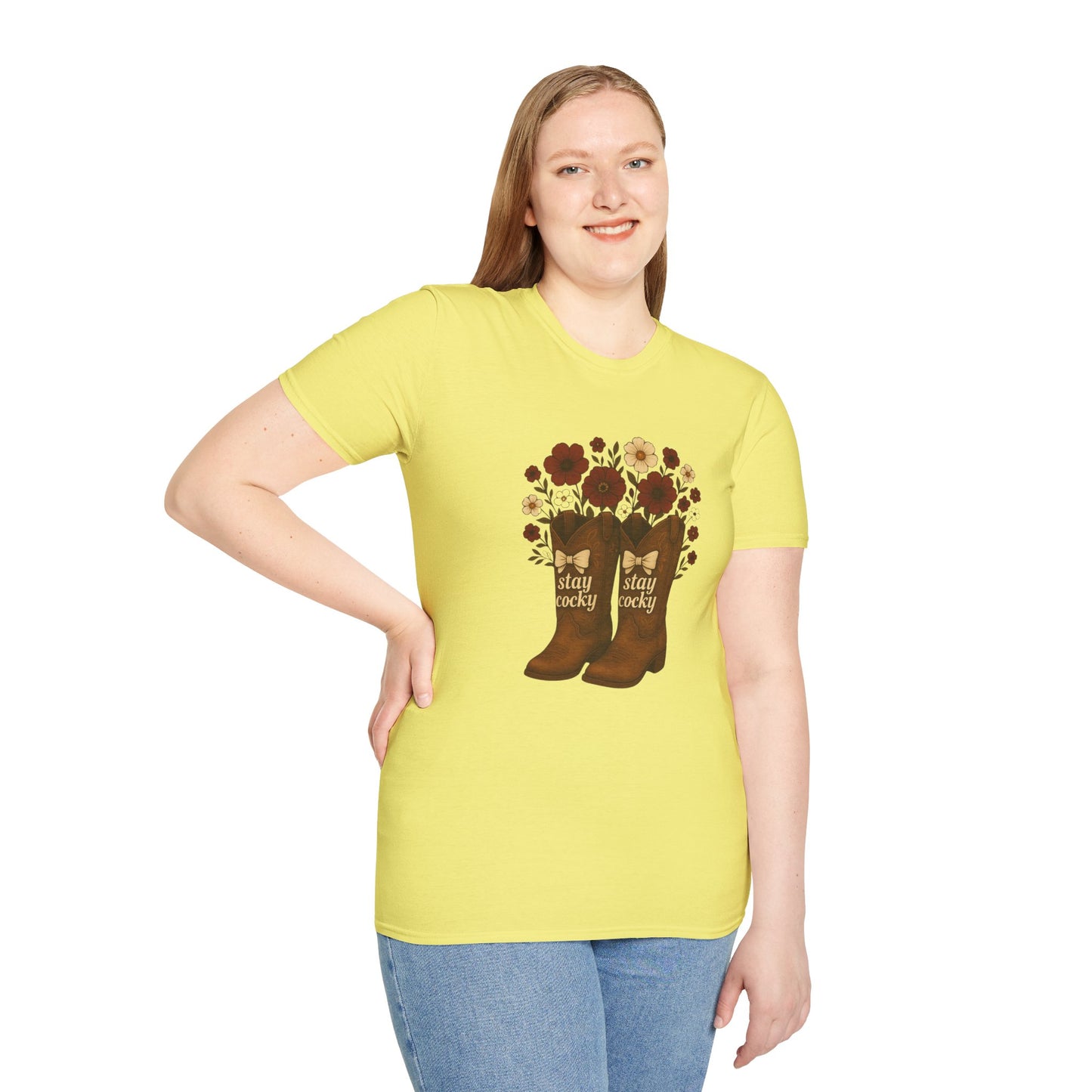 Sc stay cocky coquette t-shirt, Lucky Cowboy Boots T-Shirt, Country Style Tee, Floral Graphic Shirt, Gift for sc fan, go gamecocks, sc game day, graduation gift, college student gift