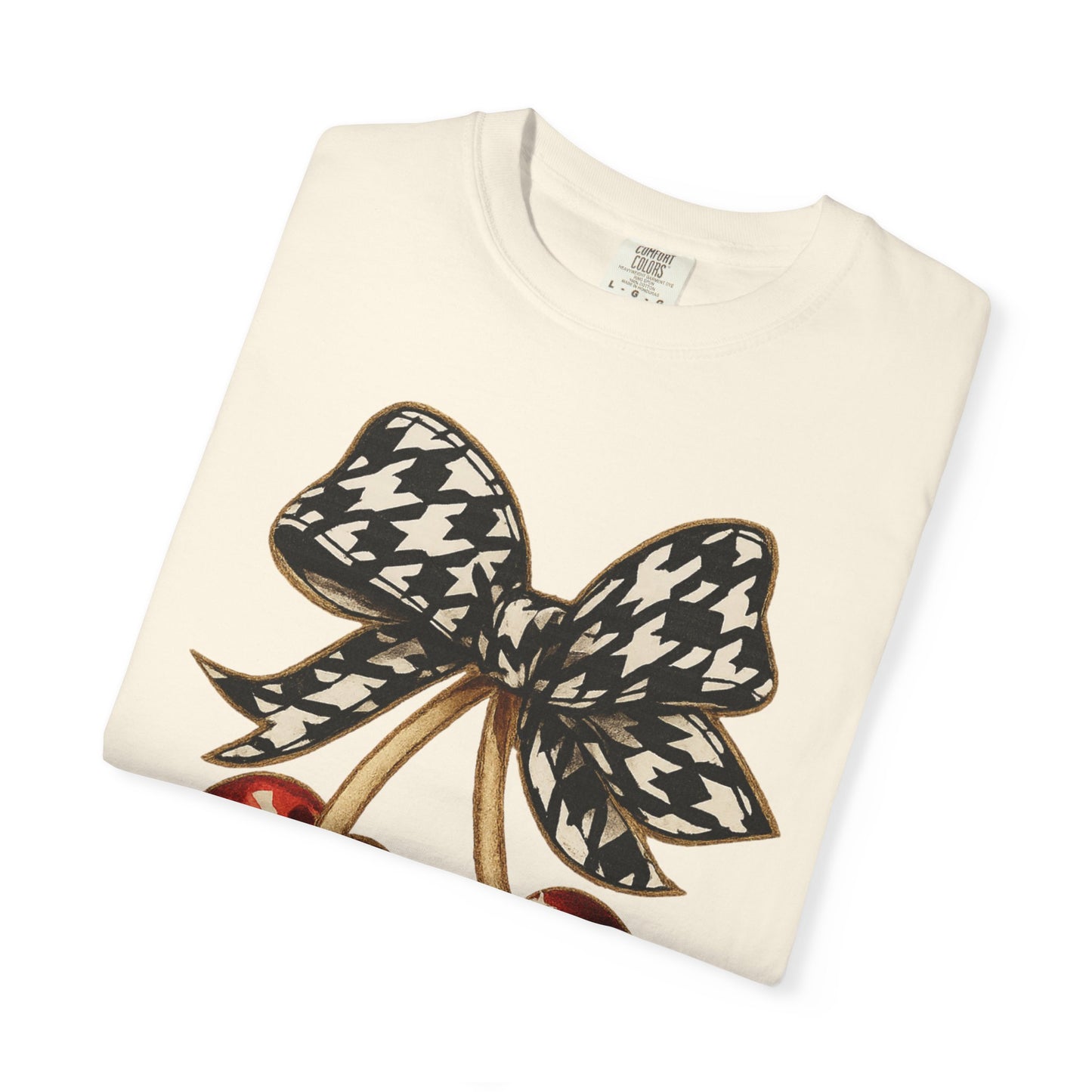 Houndstooth Bow Unisex Tee for Sports Lovers | Garment-Dyed T-shirt