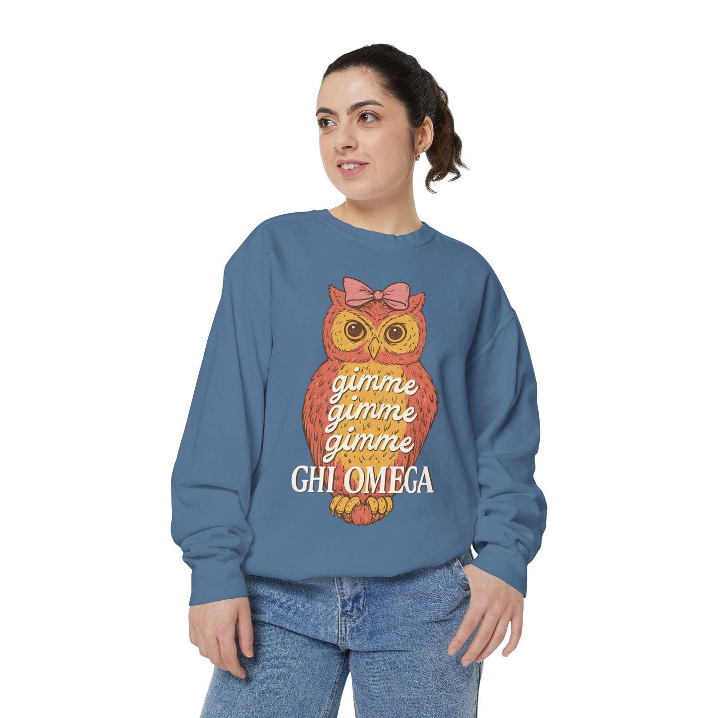 Gimme Gimme Owl Sweatshirt, Unisex Sweatshirt, Sorority Apparel, Cute Owl Design, Cozy Gift, College Sweatshirt