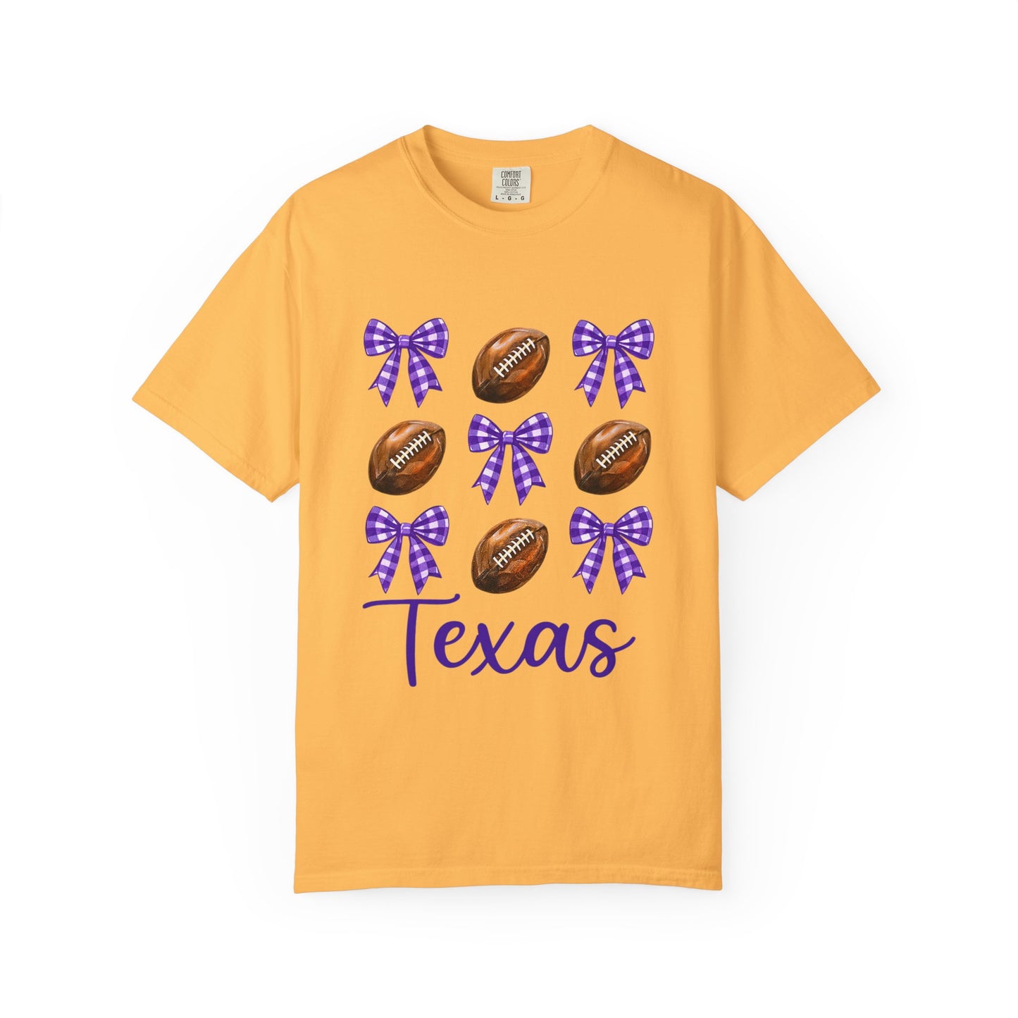 Texas Football Unisex T-Shirt with Purple Bows - Game Day Sports Apparel for Horned Frogs Fans