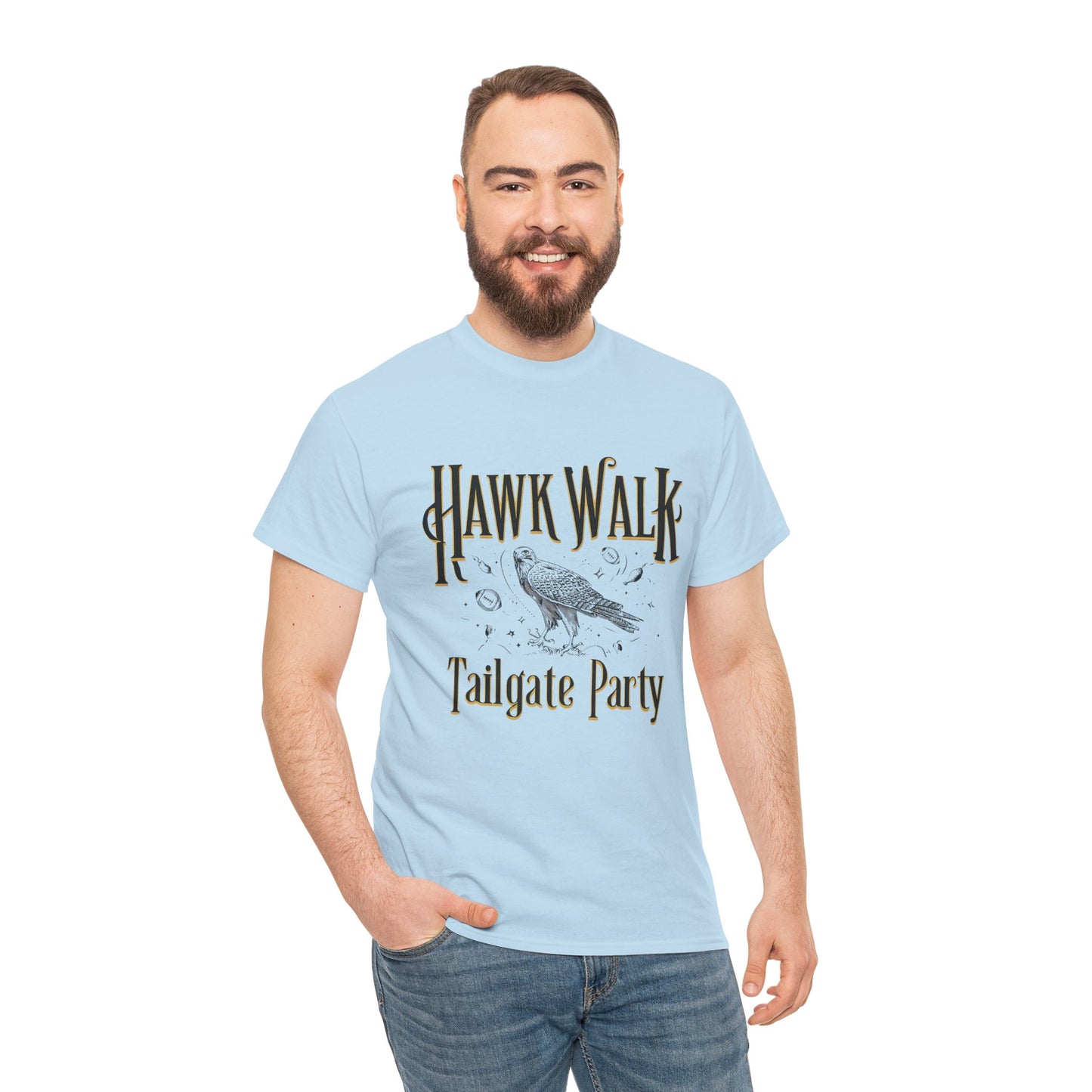 Hawk Walk Tailgate Tee, Unisex Cotton Shirt, Outdoor Event T-Shirt, Festival Wear, Bird Lover Gift, Sports Gathering Apparel