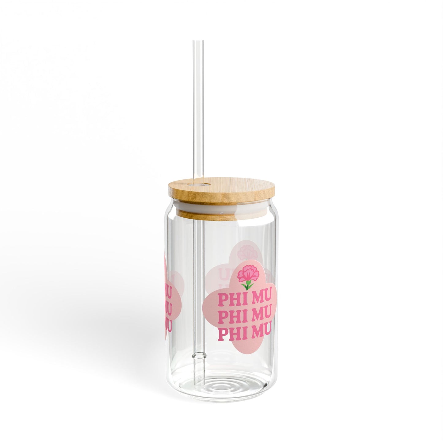 Phi Mu 16oz Sipper Glass | Eco-Friendly Drinkware | Perfect for Sorority Events, Graduations, Gifts, Everyday Use