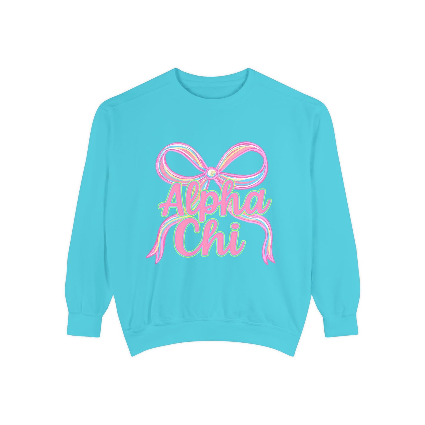 AlphaChi Garment-Dyed Sweatshirt, Sorority Sweatshirt, Personalized Gift, College Apparel, Comfortable Crewneck, Trendy Fashion