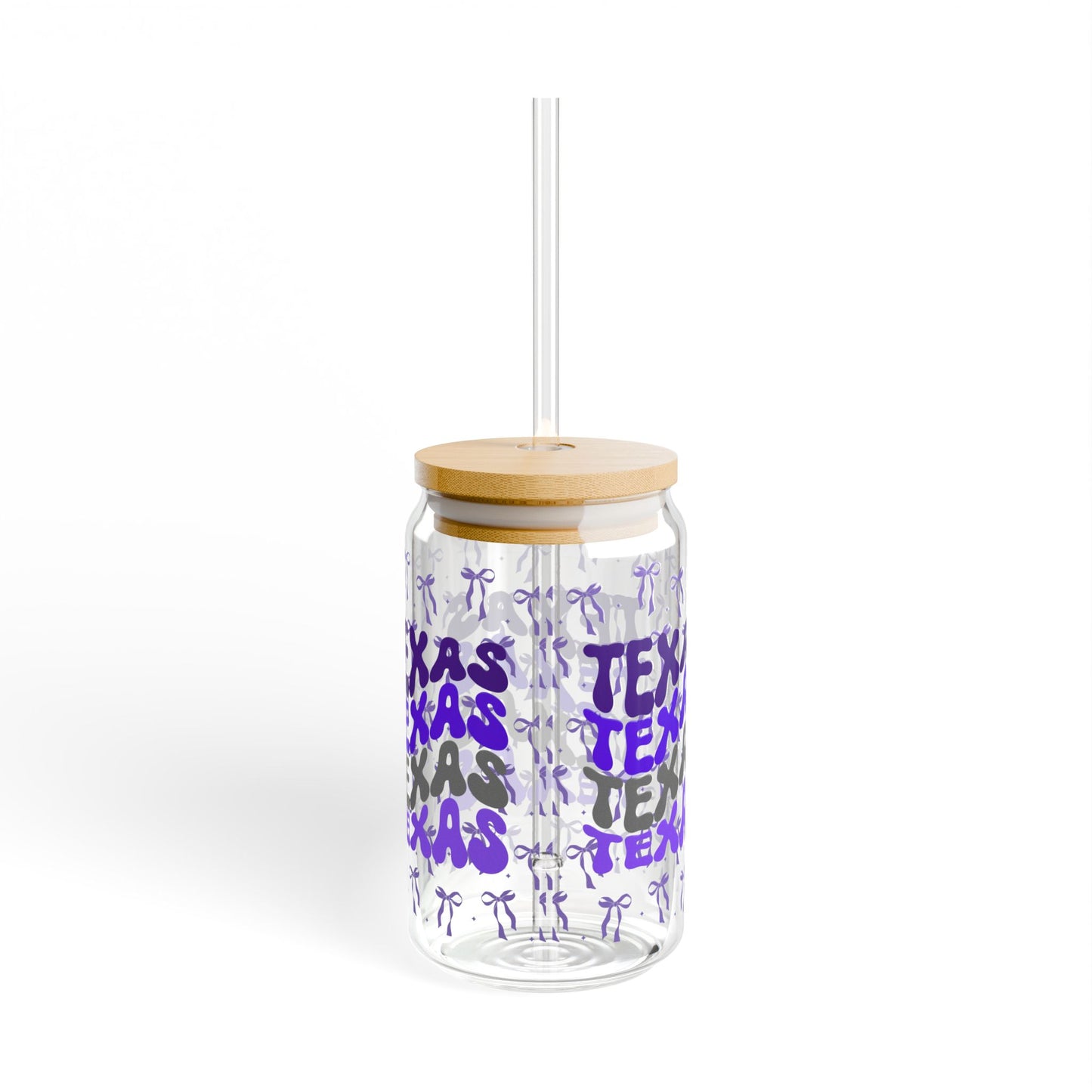 Coquette Bow Tx Horned Sipper Glass, Fun Drinkware for Texas Lovers, Fort Worth Tx, TCU Gift, Graduation Gift, College Student Gift